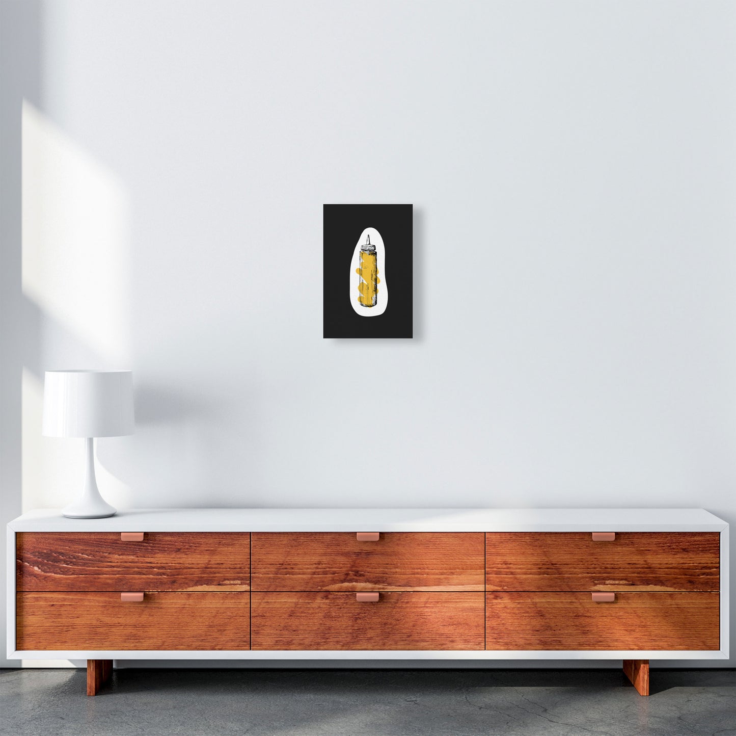 Kitchen Pop Mustard Off Black Art Print by Pixy Paper A4 Canvas
