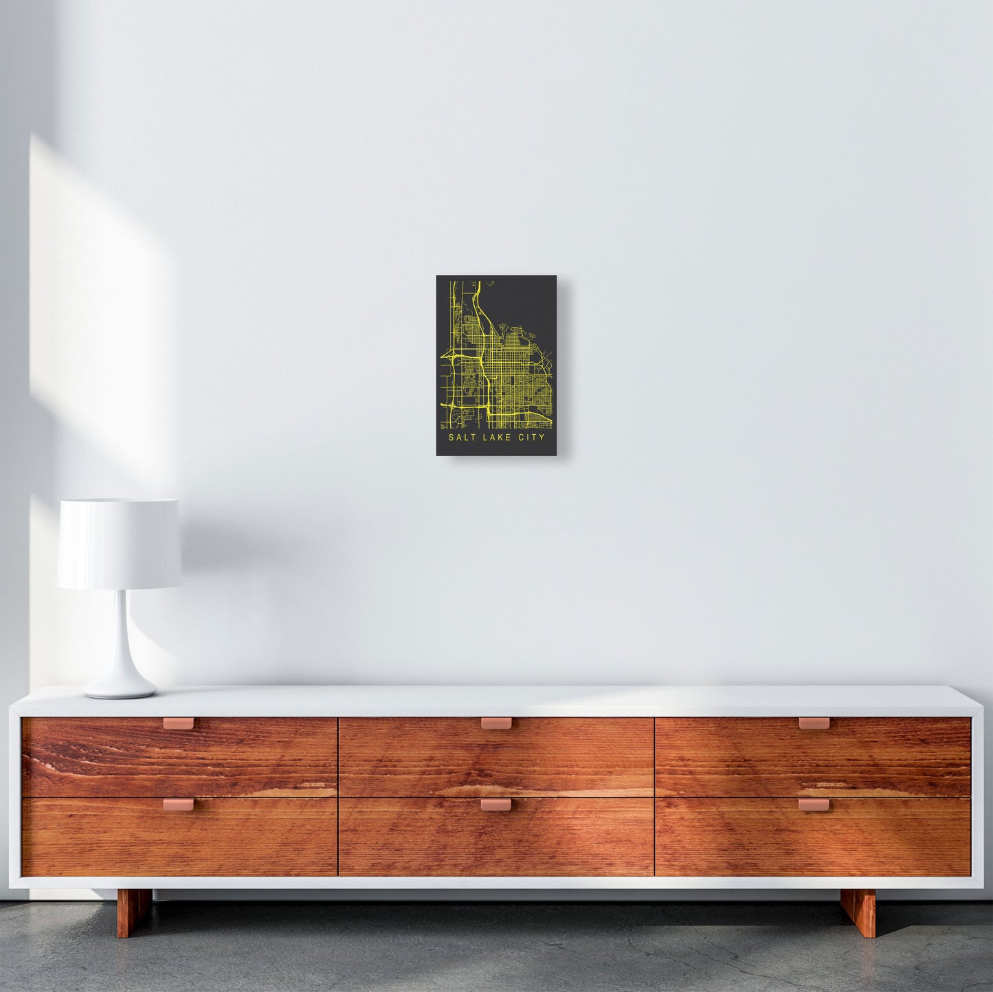 Salt Lake City Map Neon Art Print by Pixy Paper A4 Canvas