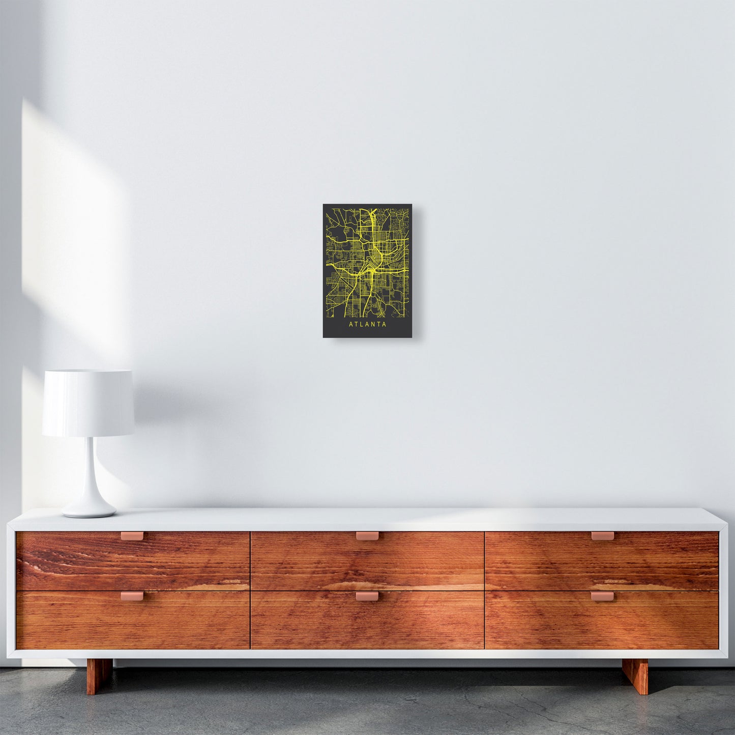 Atlanta Map Neon Art Print by Pixy Paper A4 Canvas
