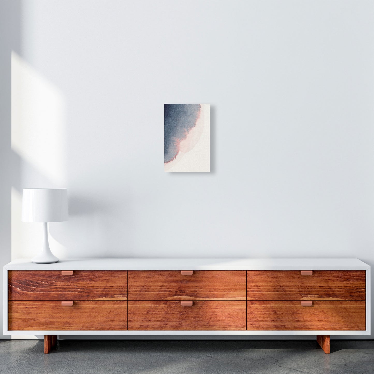 Sand Pink and Navy Watercolour 02 Art Print by Pixy Paper A4 Canvas