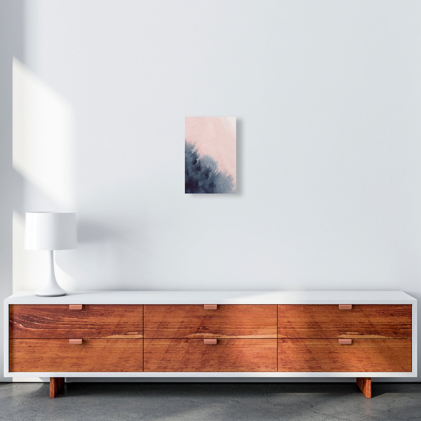 Sand Pink and Navy Watercolour 03 Art Print by Pixy Paper A4 Canvas