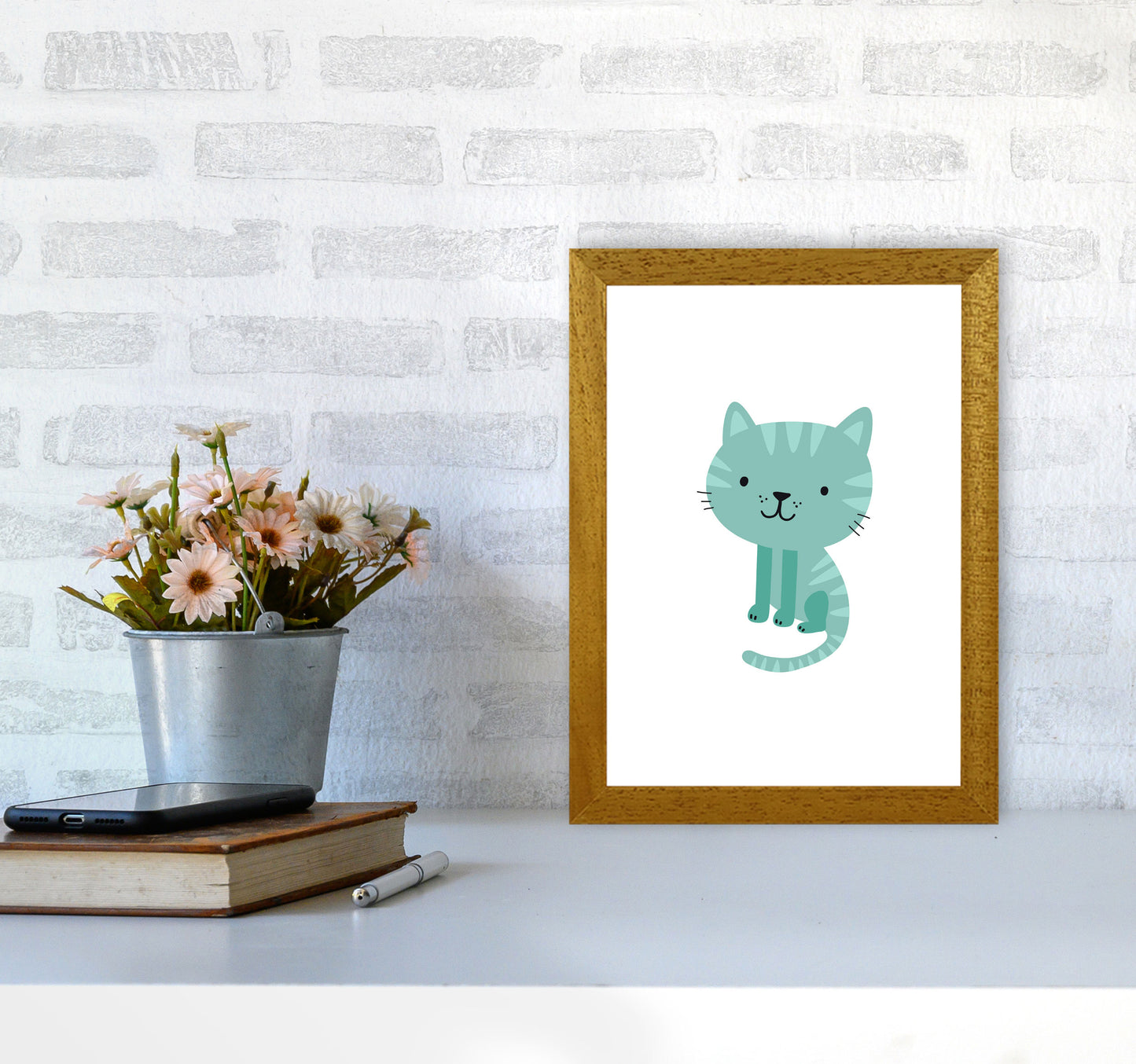 Children's Animals, Cat Modern Print A4 Print Only