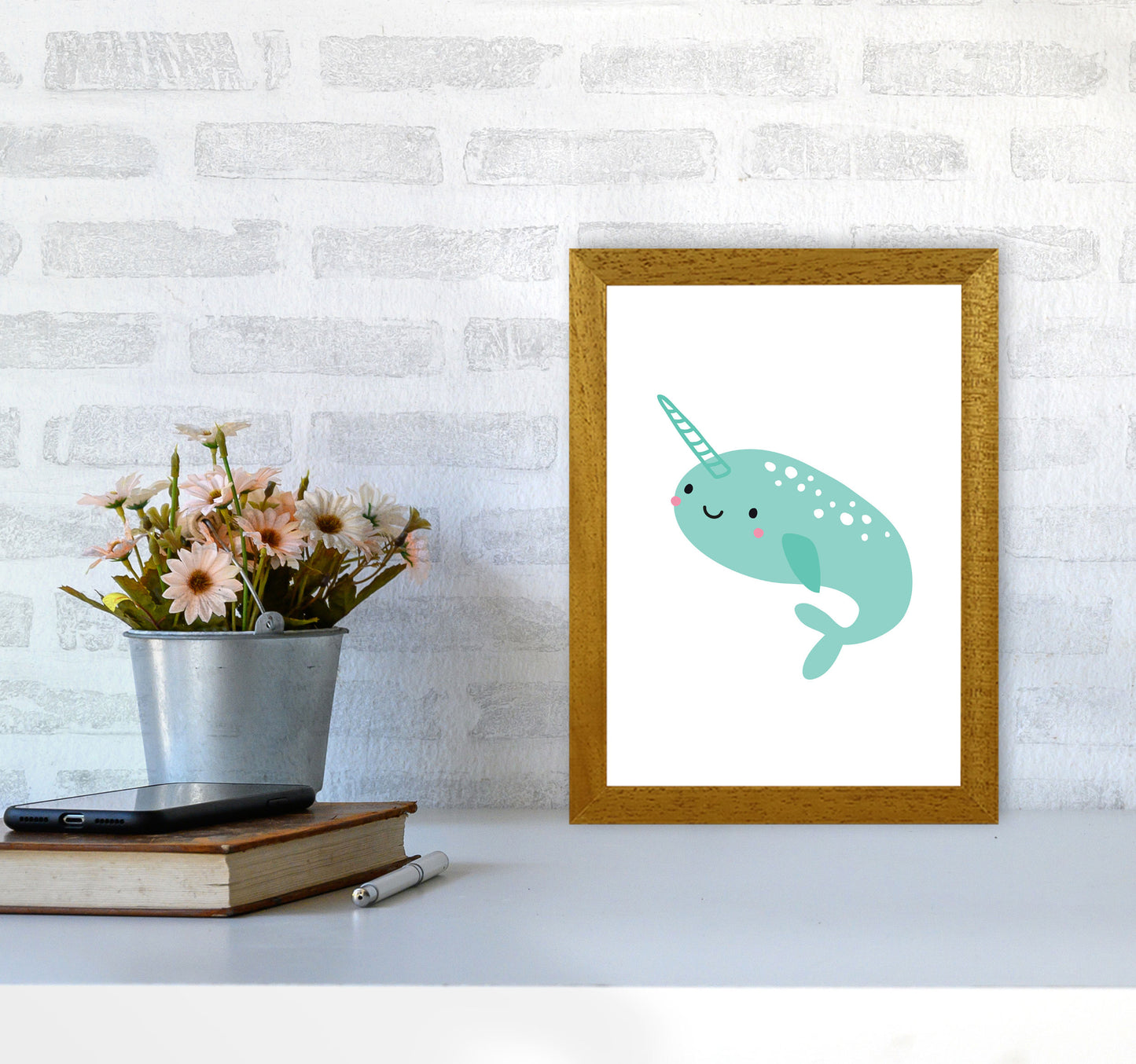 Children's Animals, Narwhal Modern Print A4 Print Only