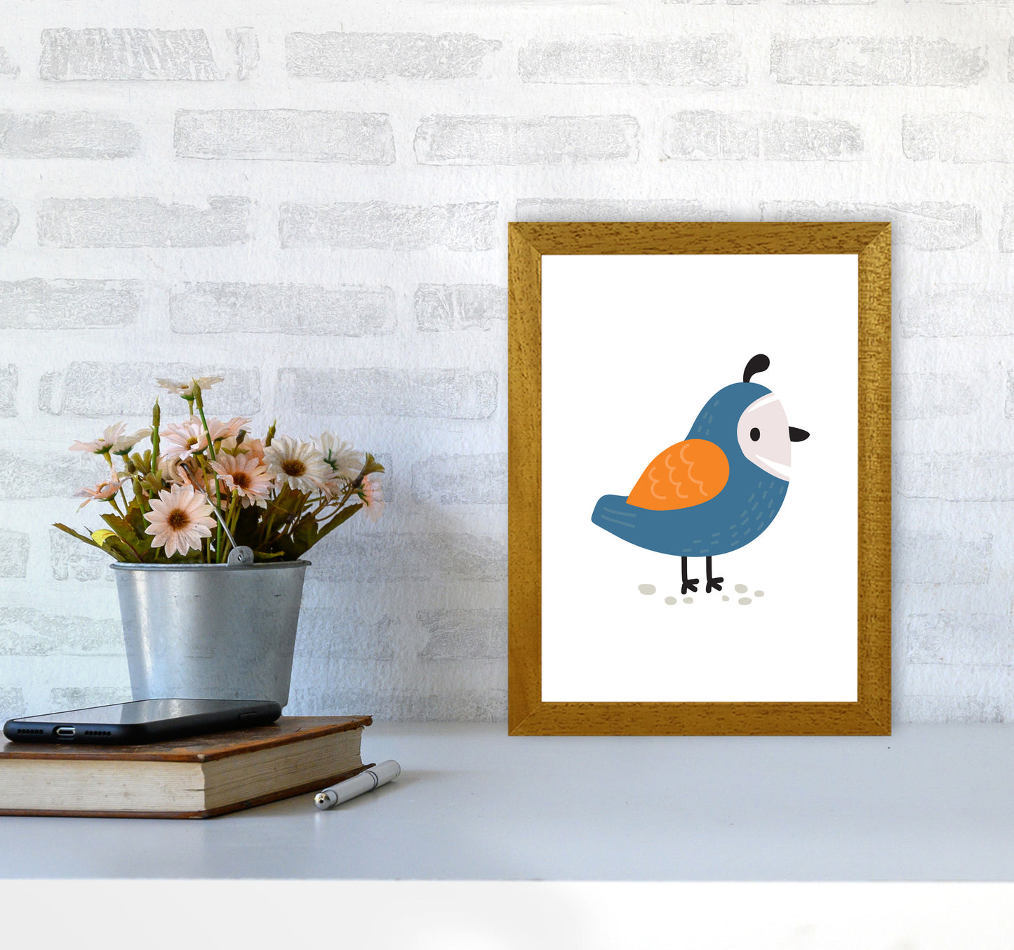 Children's Animals, Quail Modern Print A4 Print Only