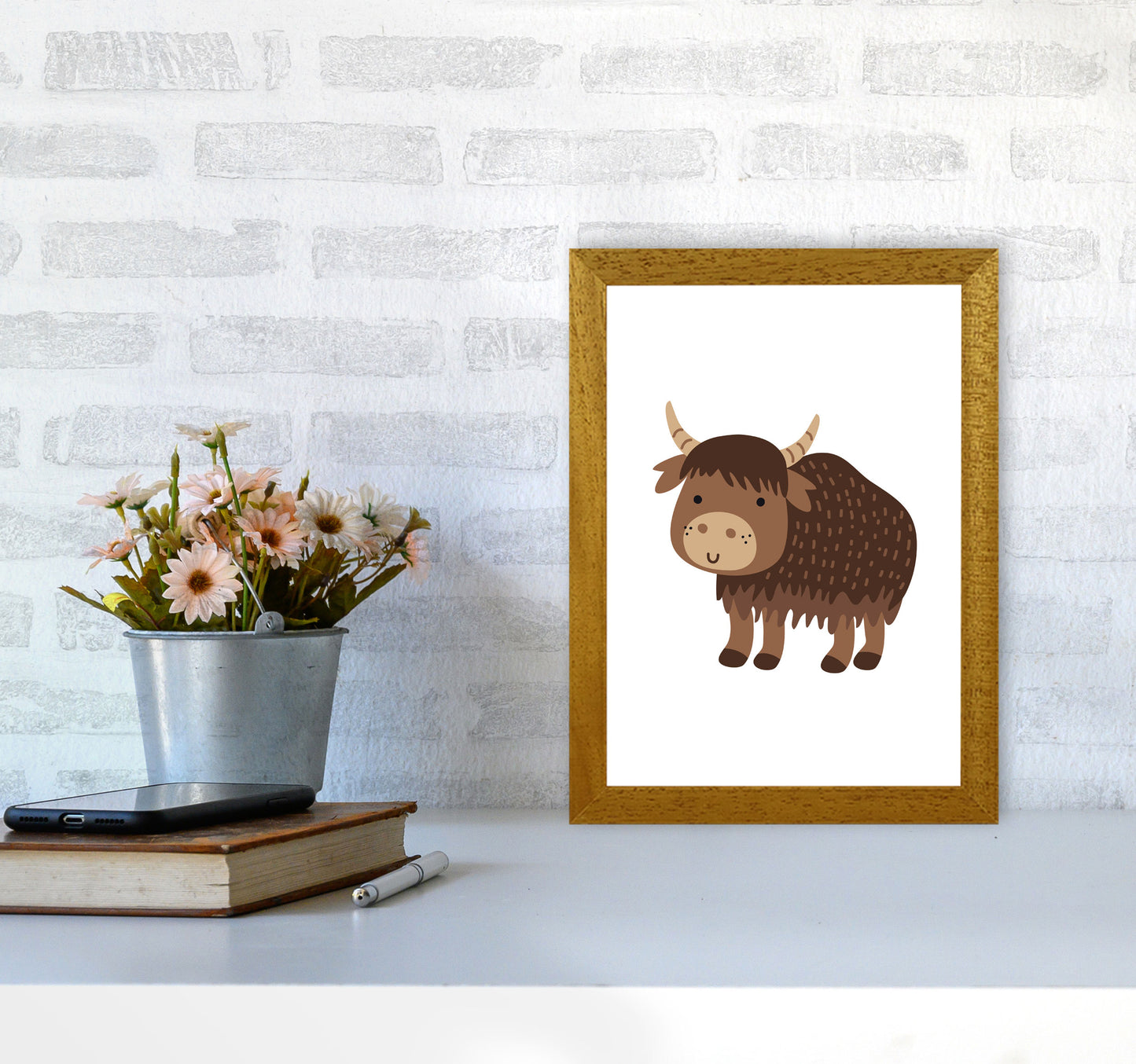 Children's Animals, Yak Modern Print A4 Print Only