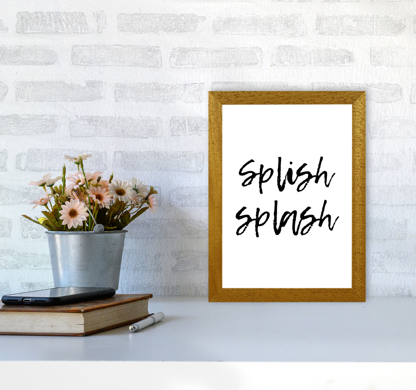 Splish Splash, Bathroom Modern Print, Framed Bathroom Wall Art A4 Print Only