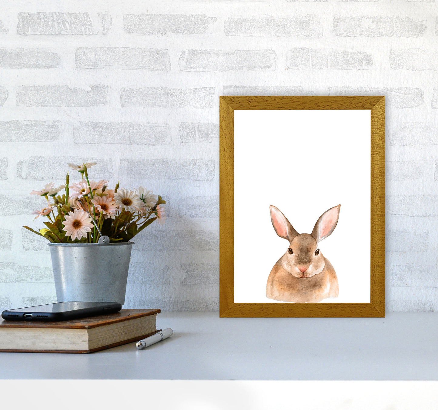 Forest Friends, Cute Bunny Modern Print Animal Art Print A4 Print Only
