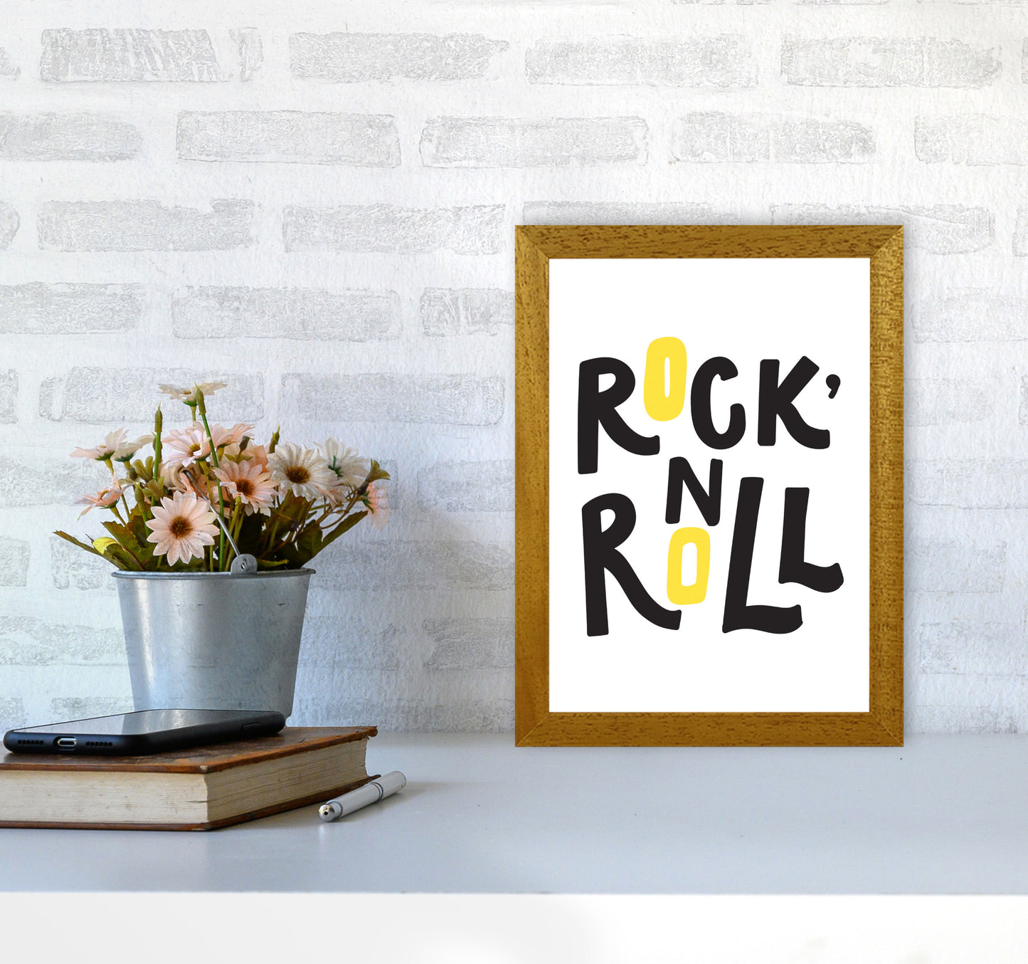 Rock 'N Roll Black And Yellow Modern Print A4 Print Only