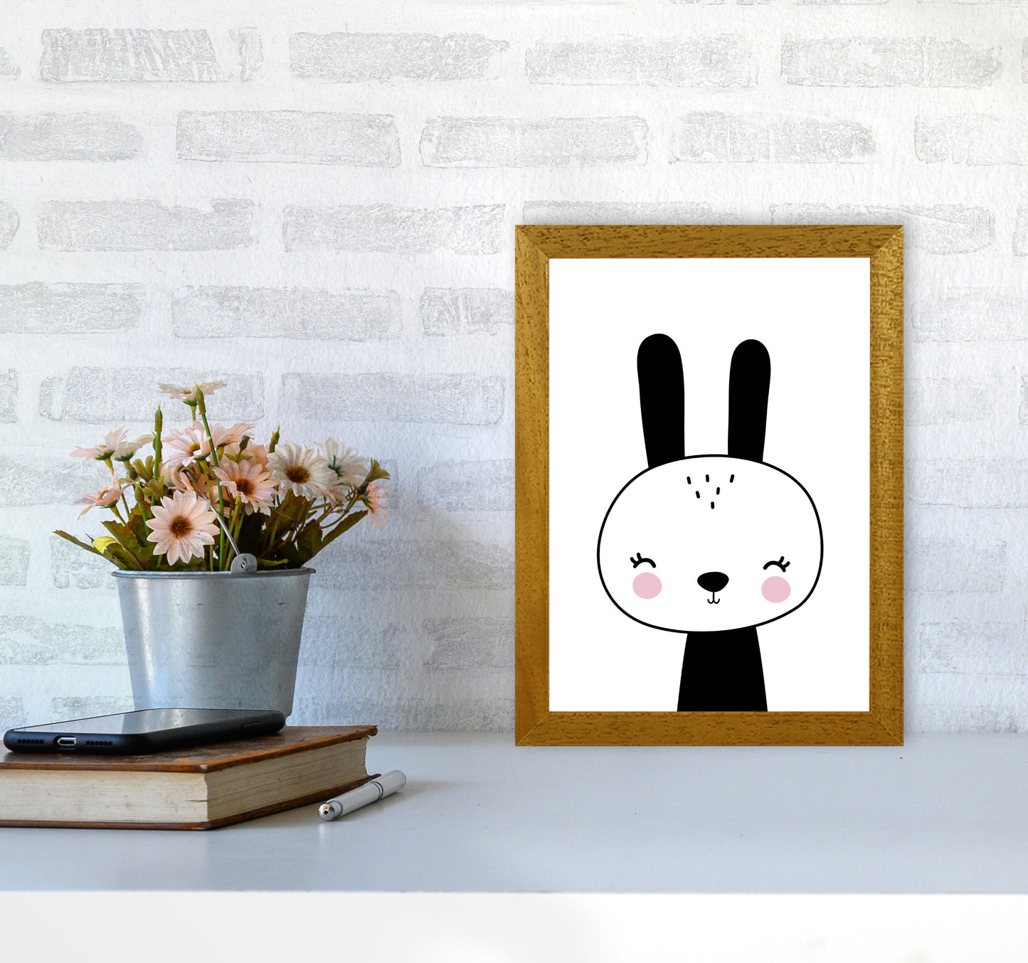 Black And White Scandi Bunny Modern Print Animal Art Print A4 Print Only
