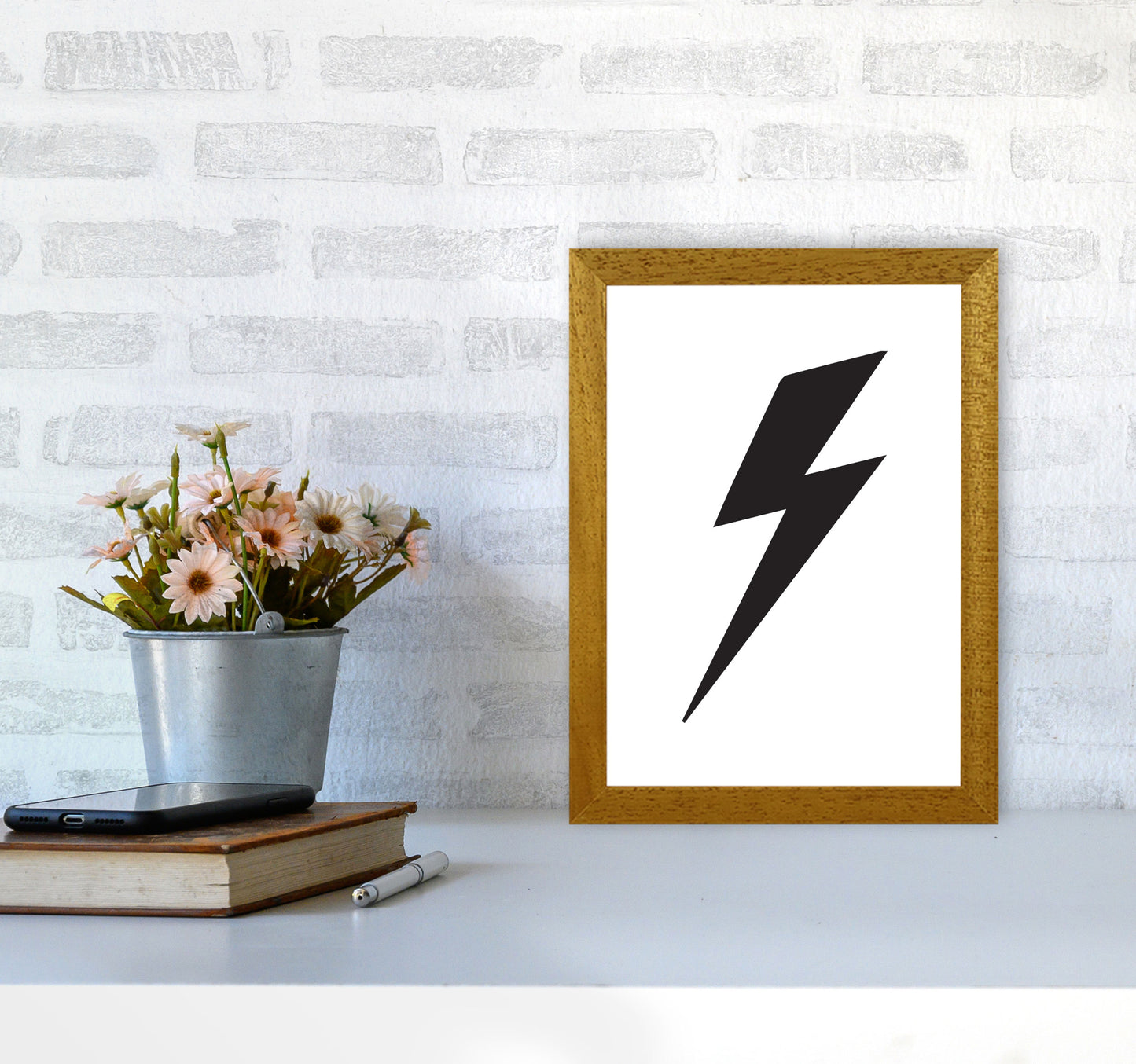 Lightning Bolt Framed Nursey Wall Art Print A4 Print Only