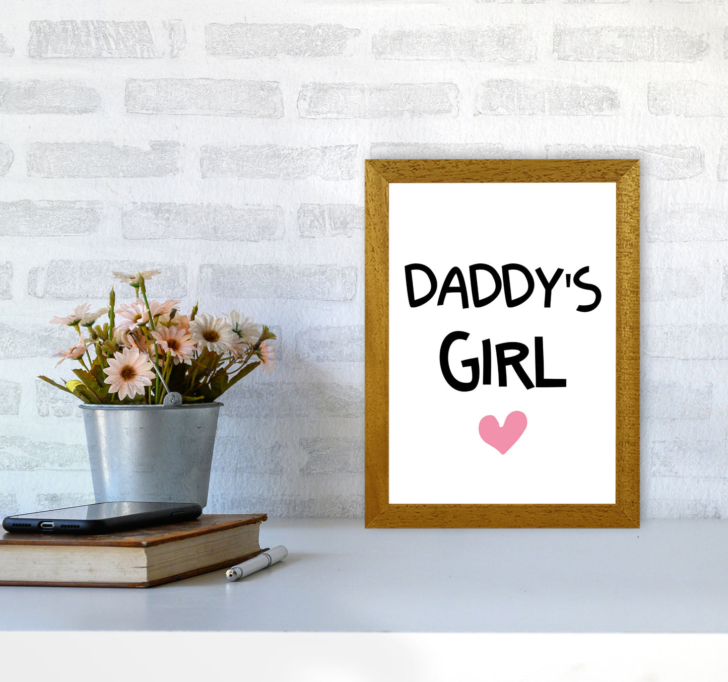 Daddy's Girl Pink Framed Nursey Wall Art Print A4 Print Only