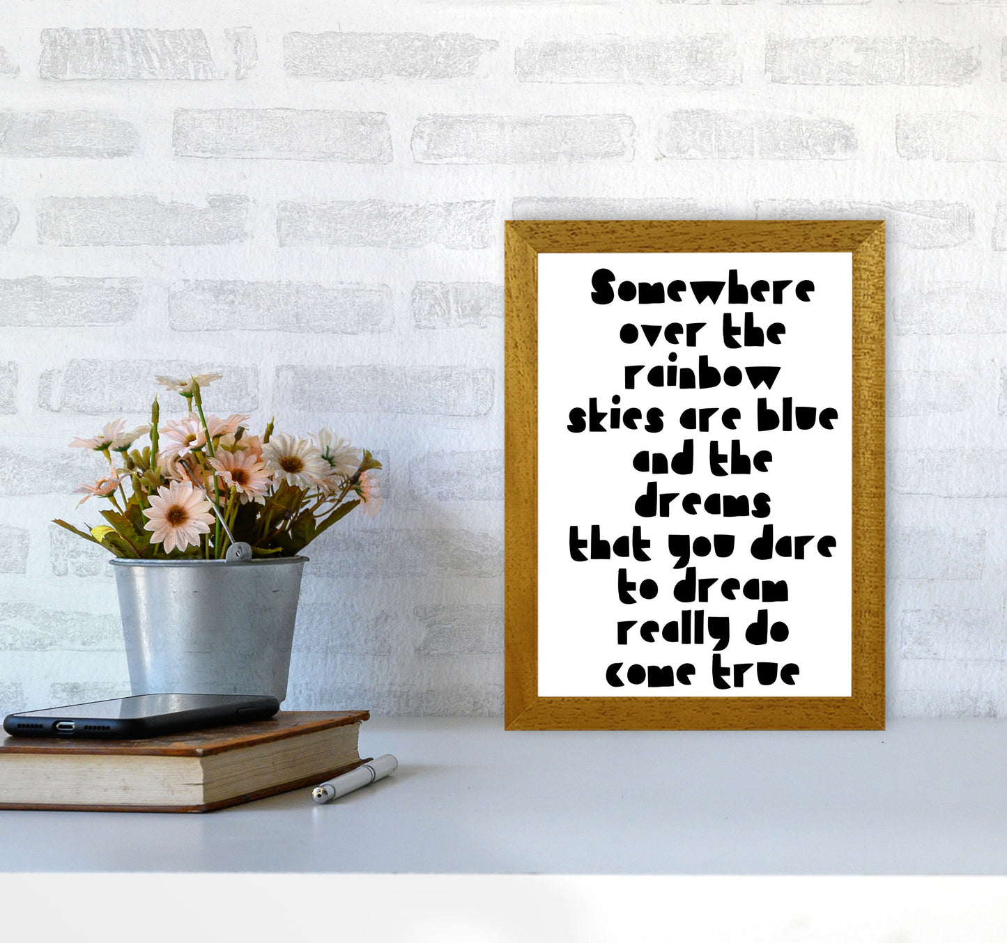 Somewhere Over The Rainbow Black Modern Print A4 Print Only