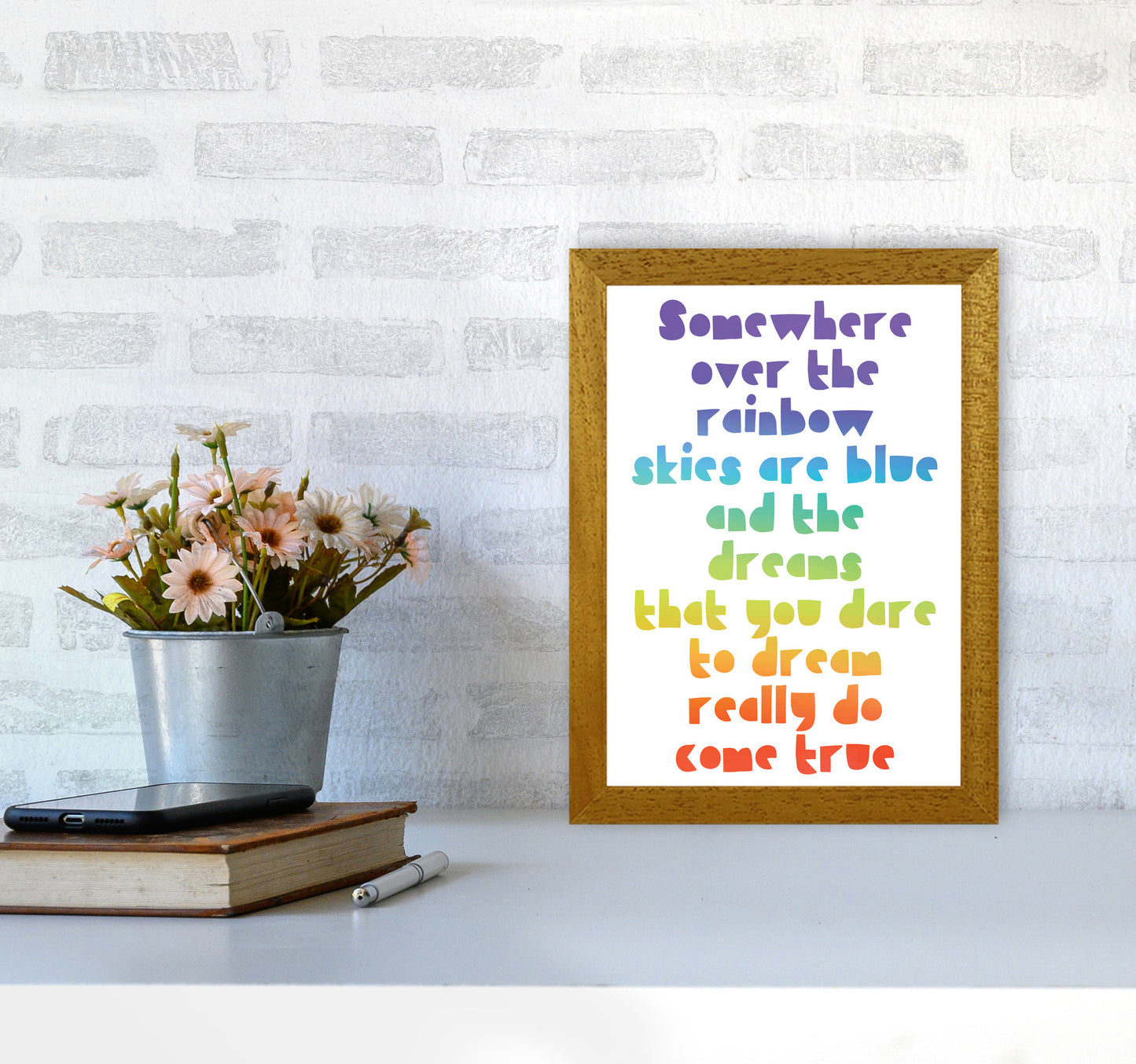 Somewhere Over The Rainbow Multi Modern Print A4 Print Only