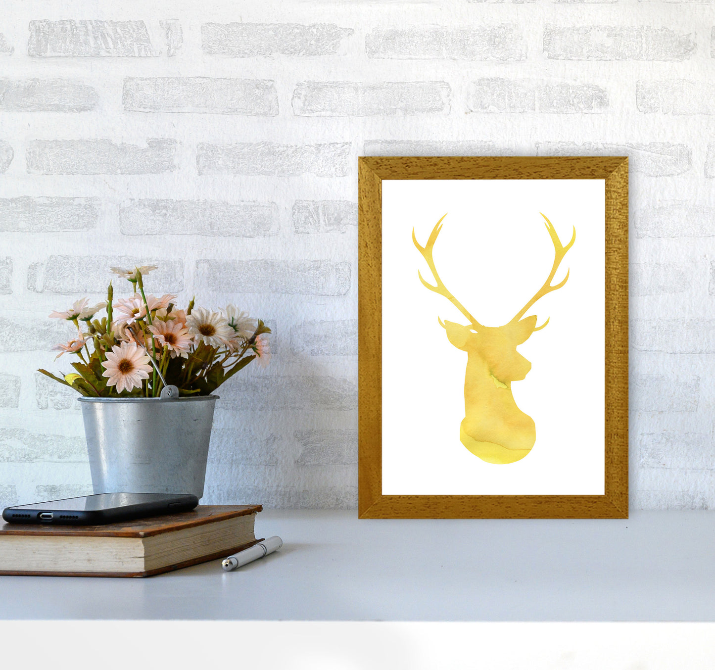 Stags Head Watercolour Modern Print Animal Art Print A4 Print Only