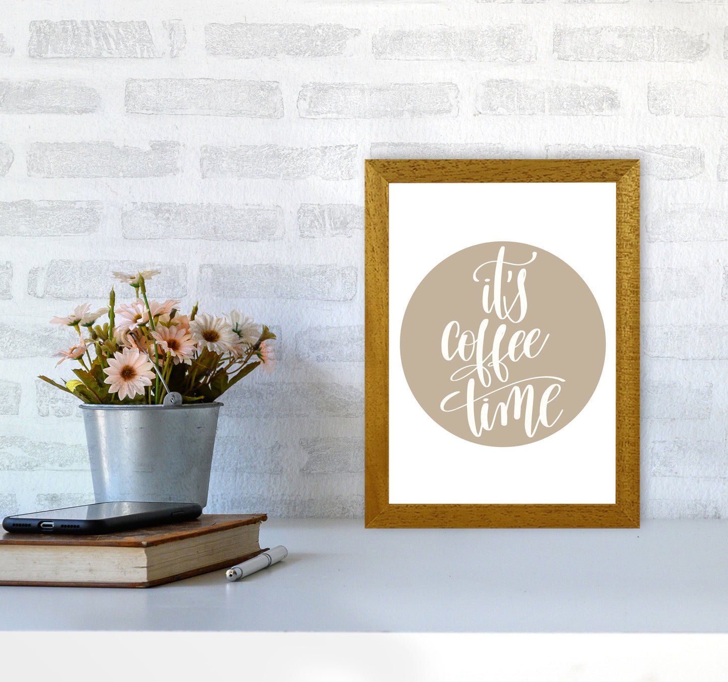 It's Coffee Time Framed Typography Wall Art Print A4 Print Only