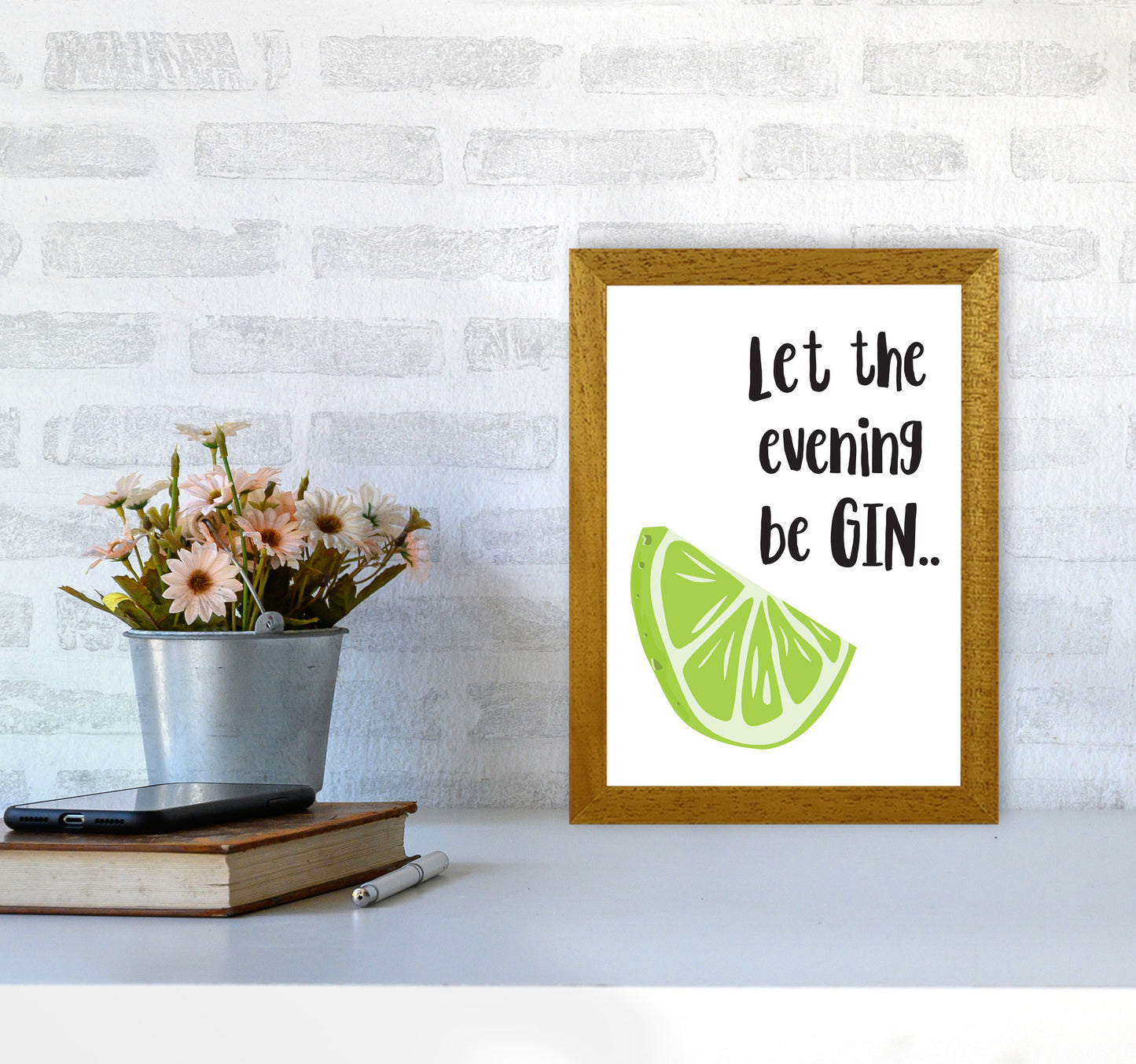 Let The Evening BeGIN Modern Print, Framed Kitchen Wall Art A4 Print Only