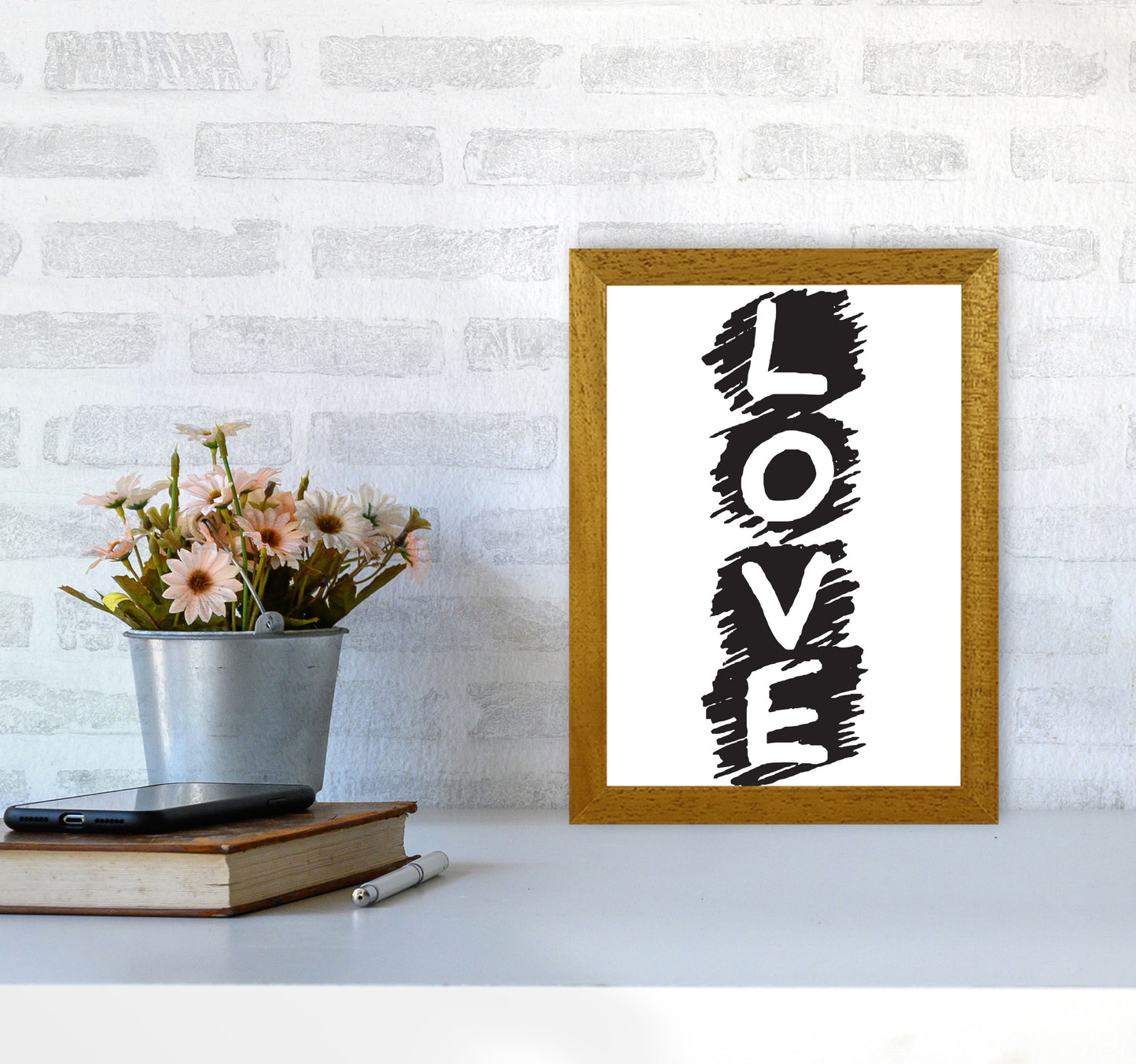 Love Framed Typography Wall Art Print A4 Print Only