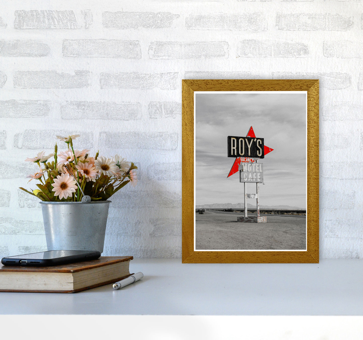 Vintage Roy's Motel Road Sign Modern Print A4 Print Only