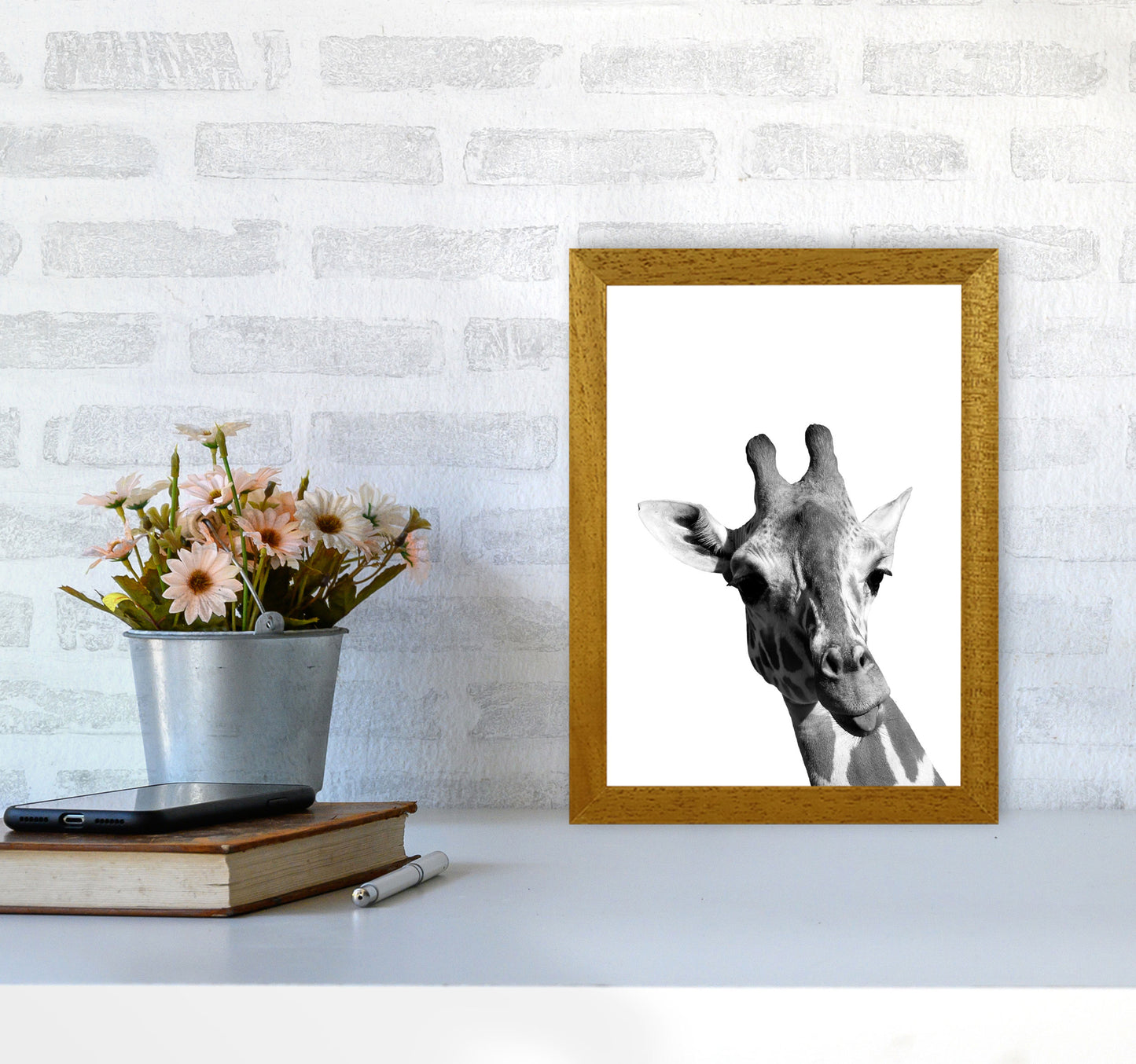 Black And White Giraffe Modern Print Animal Art Print A4 Print Only