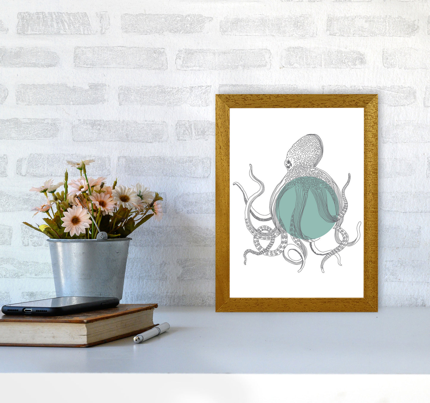 Marine Animals Octopus Modern Print Animal Art Print A4 Print Only