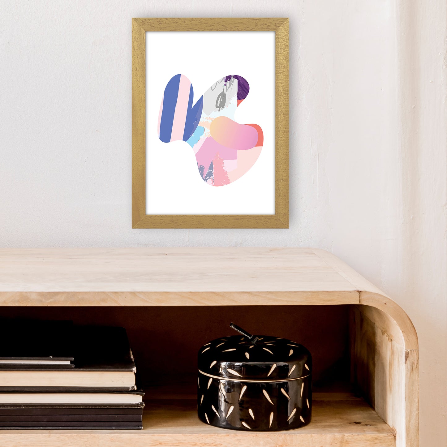 Pink Butterfly Abstract Shape Art Print by Pixy Paper A4 Print Only