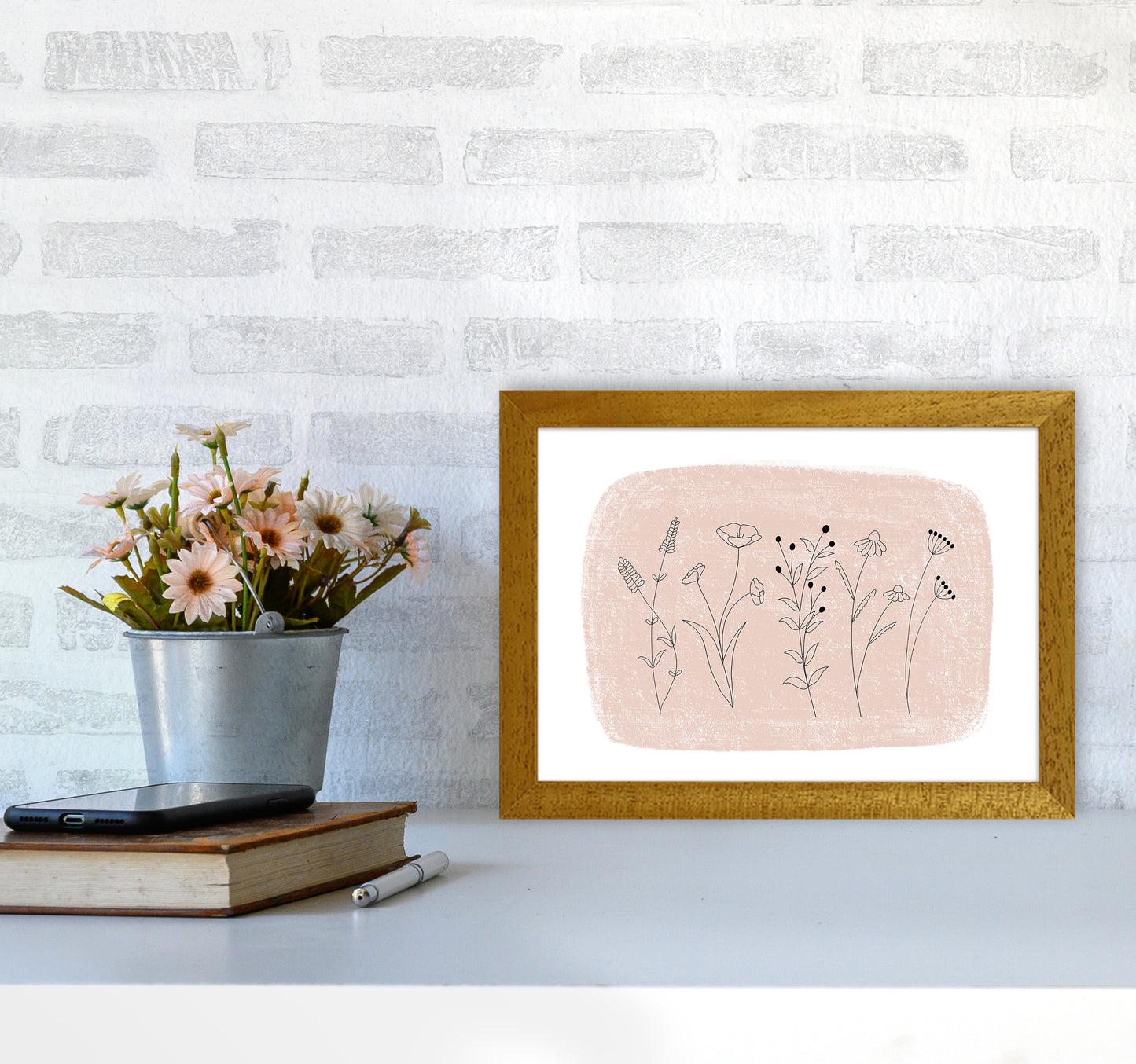 Dalia Chalk Landscape Floral Art Print by Pixy Paper A4 Print Only