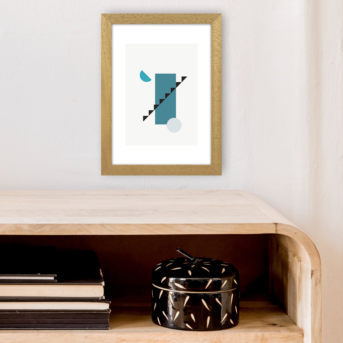 Mita Teal Abstract N11 Art Print by Pixy Paper A4 Print Only