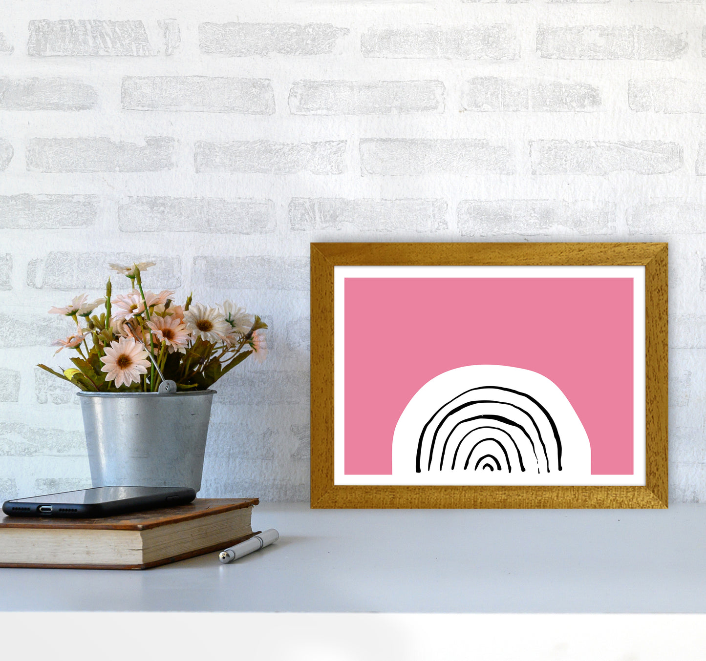 Pink Rainbow Neon Funk Art Print by Pixy Paper A4 Print Only