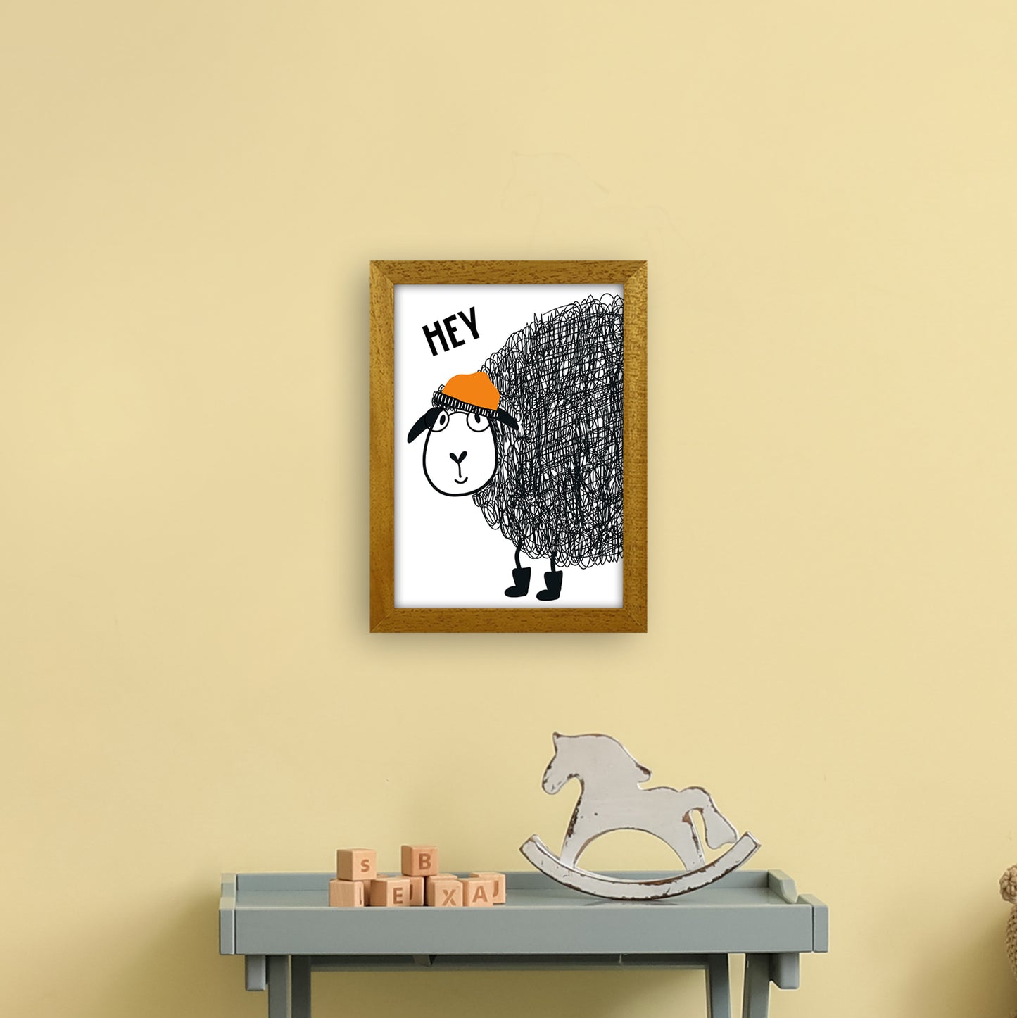 Hey Sheep Animal Art Print by Pixy Paper A4 Print Only