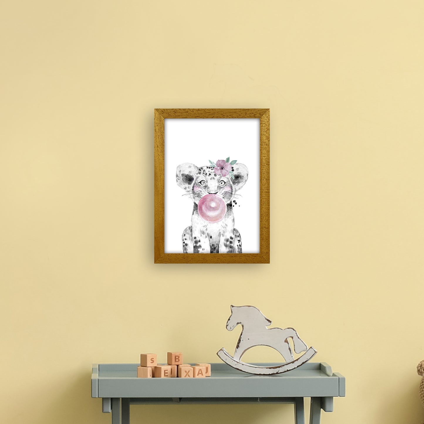 Safari Babies Tiger With Bubble Art Print by Pixy Paper A4 Print Only