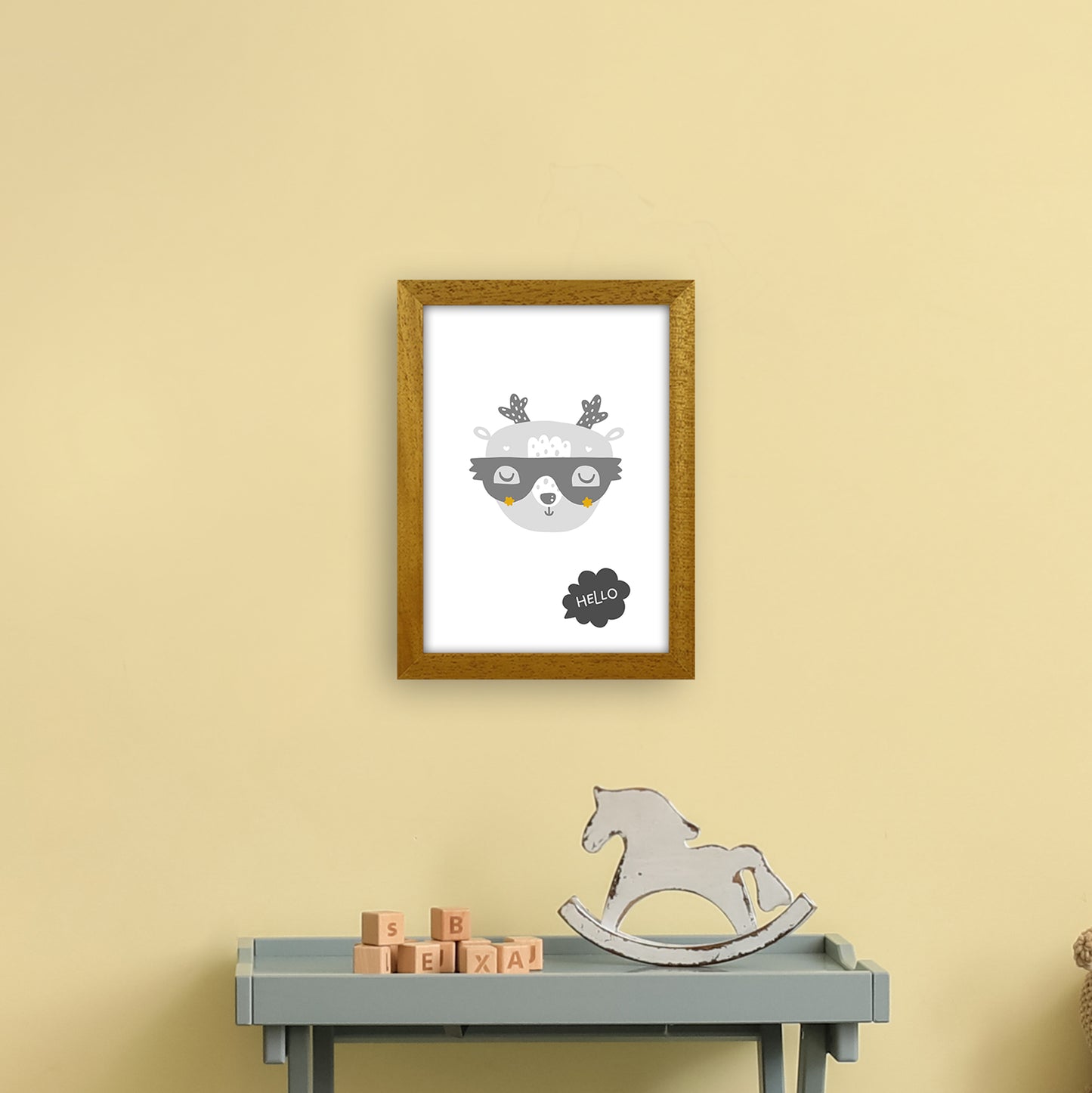 Hello Animal Super Scandi Grey Art Print by Pixy Paper A4 Print Only