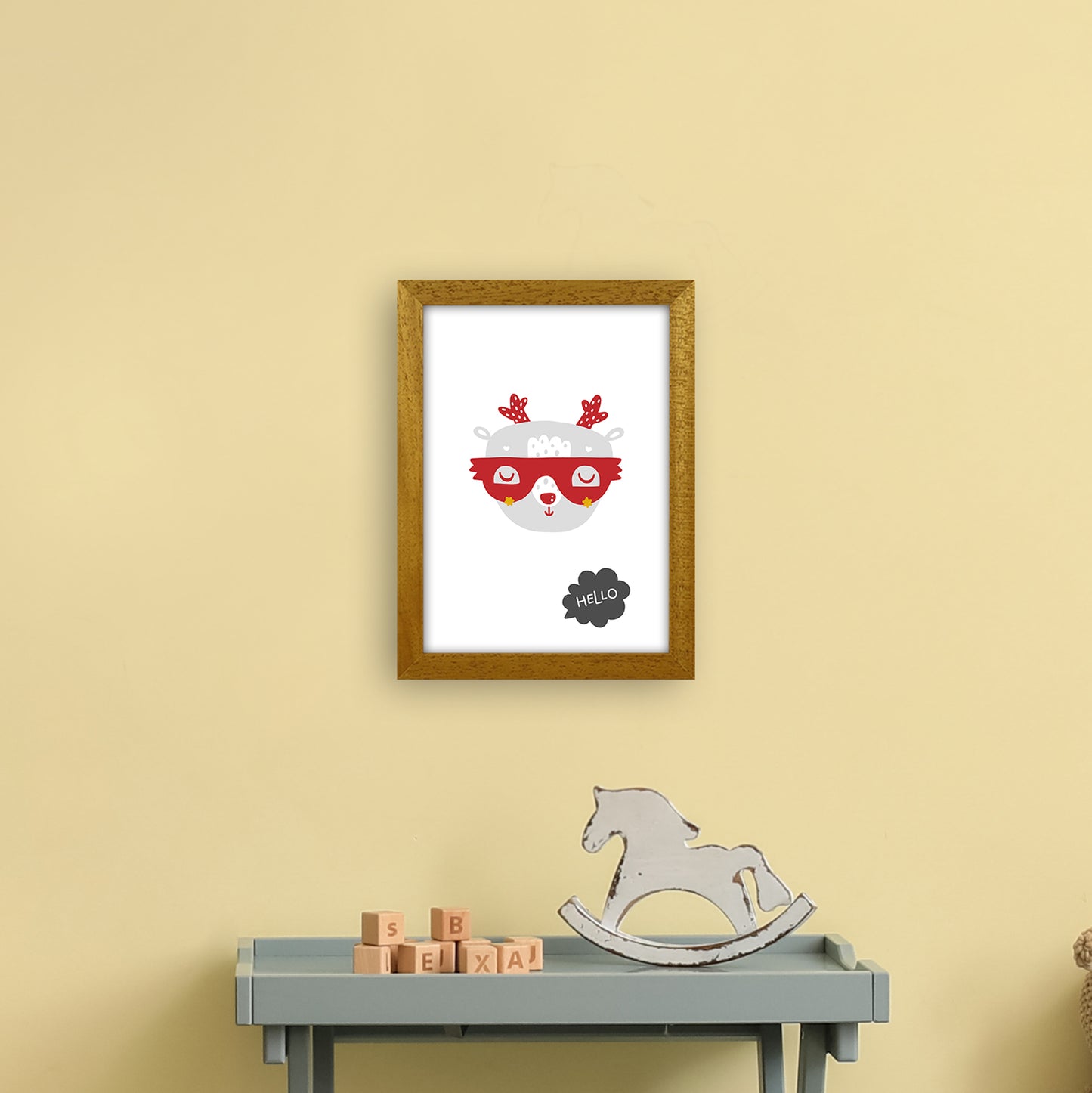 Hello Animal Red Super Scandi Art Print by Pixy Paper A4 Print Only