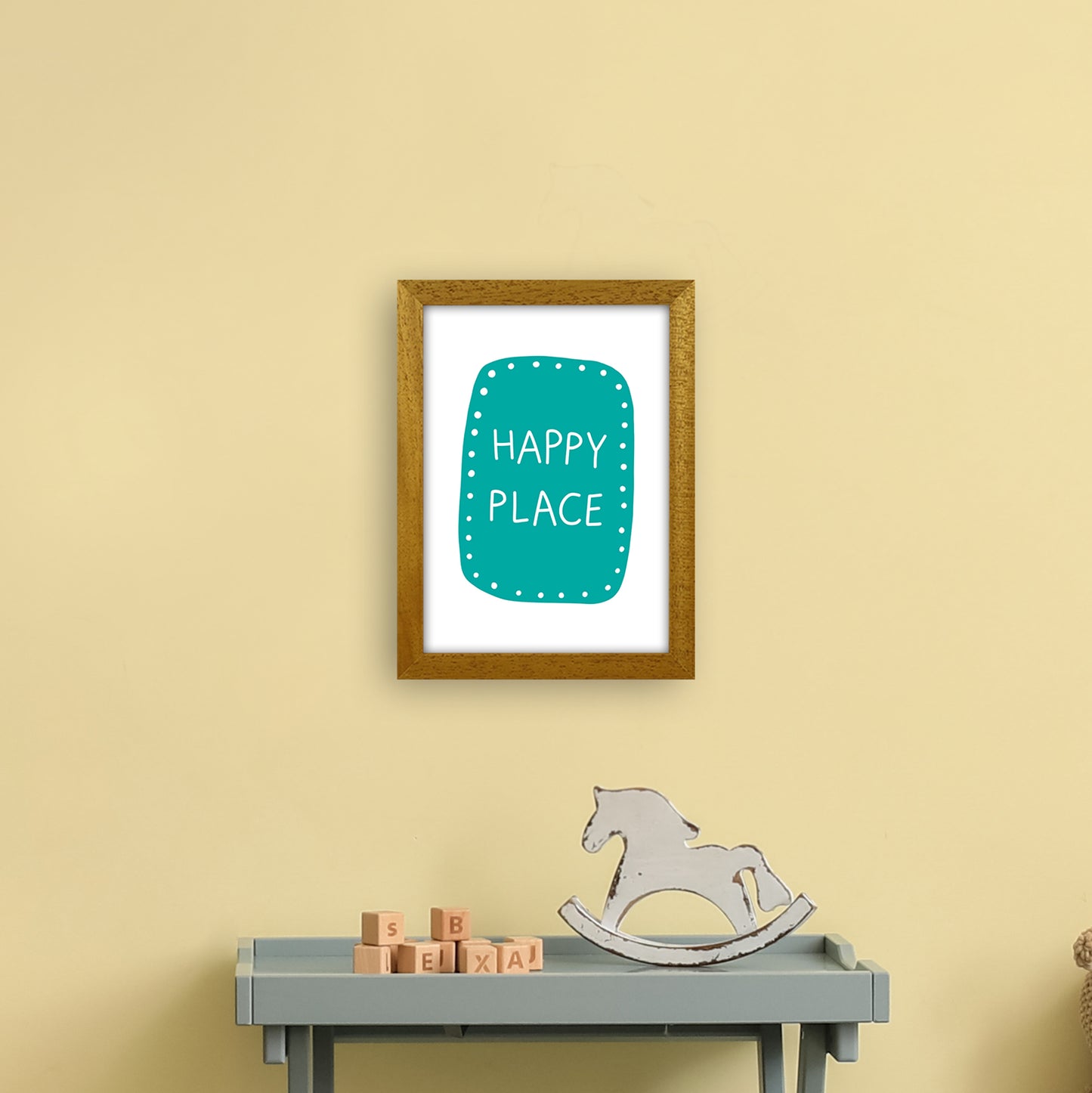Happy Place Teal Super Scandi Art Print by Pixy Paper A4 Print Only