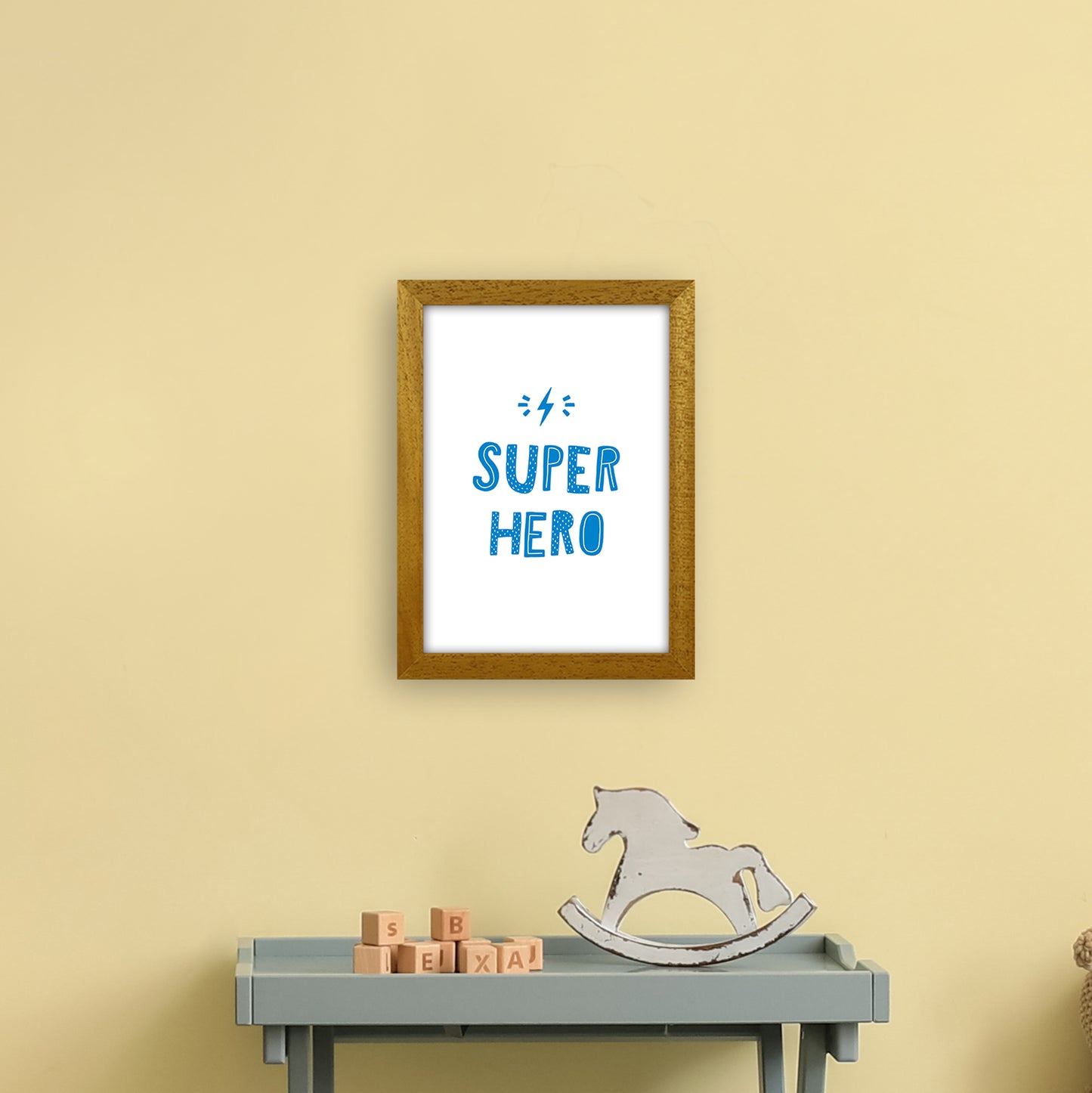 Super Hero Blue Super Scandi Art Print by Pixy Paper A4 Print Only