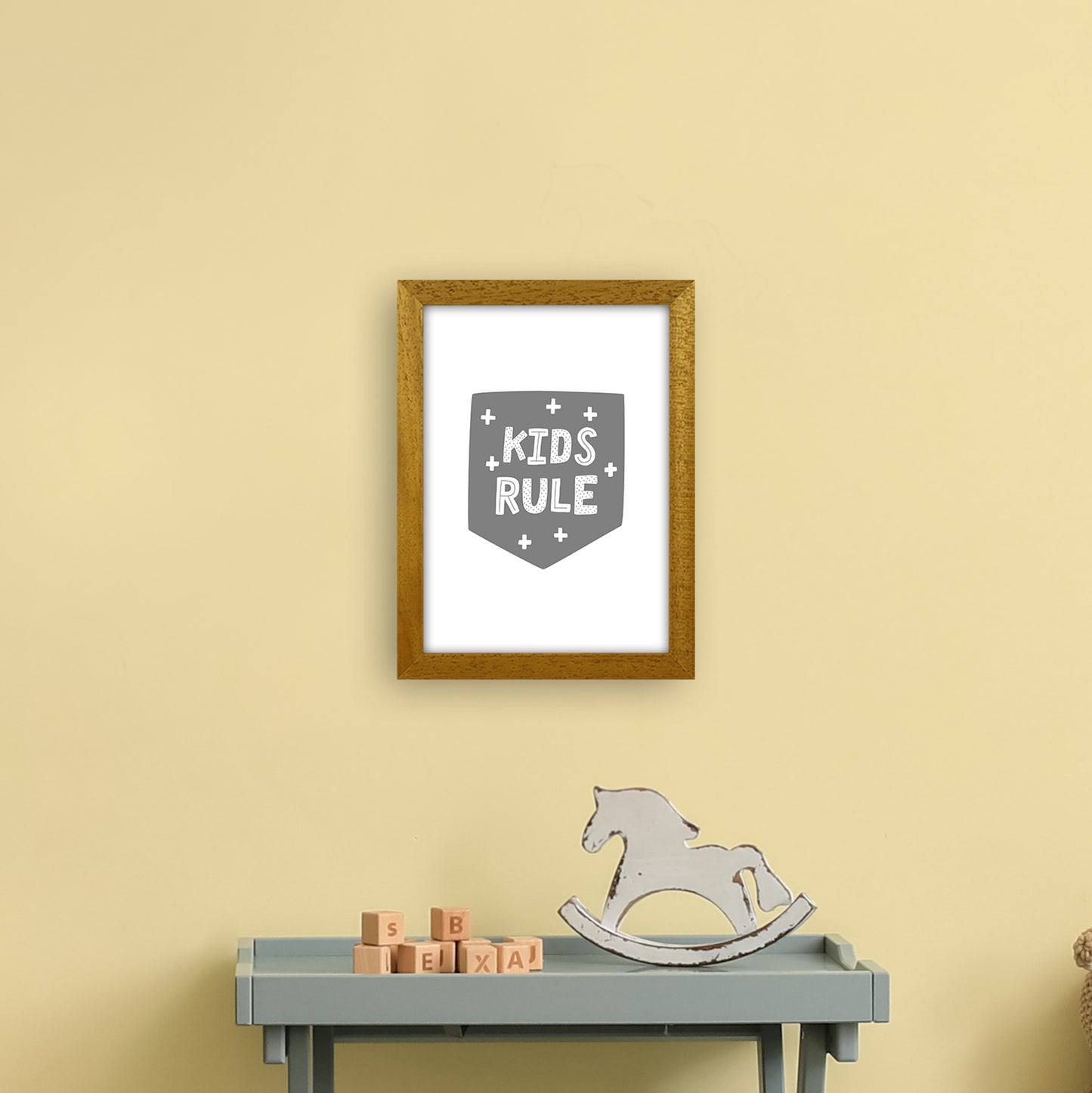 Kids Rule Super Scandi Grey Art Print by Pixy Paper A4 Print Only