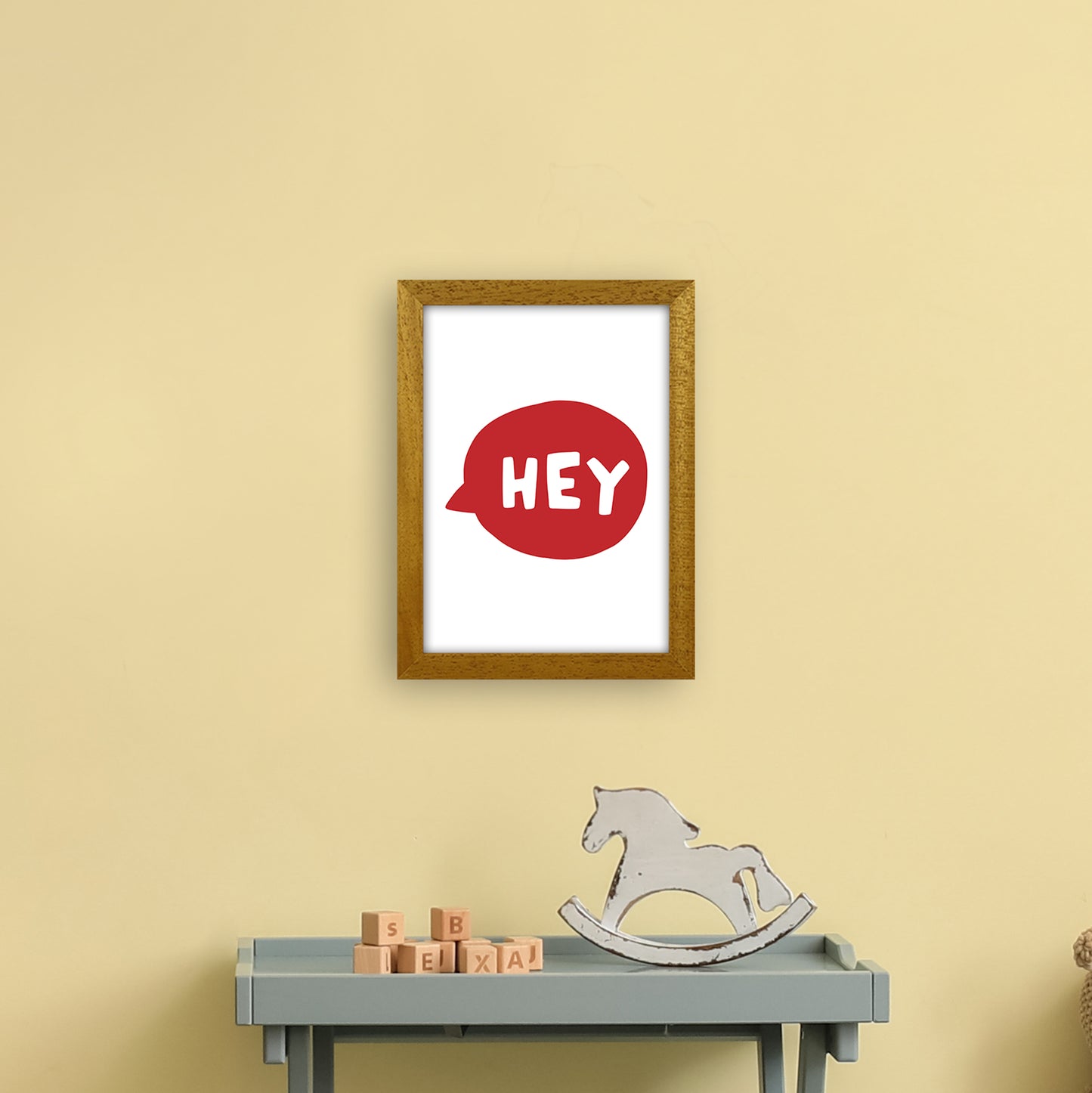Hey Bubble Red Super Scandi Art Print by Pixy Paper A4 Print Only