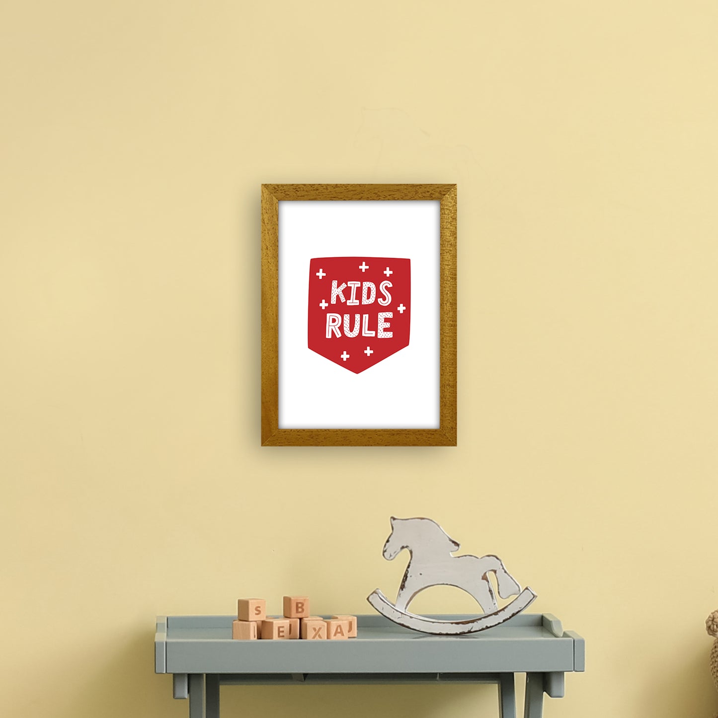 Kids Rule Red Super Scandi Art Print by Pixy Paper A4 Print Only