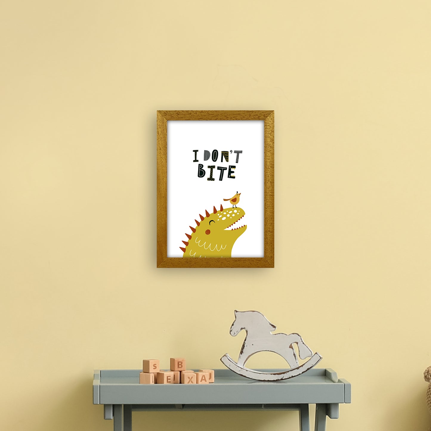 I Don'T Bite Dino Art Print by Pixy Paper A4 Print Only