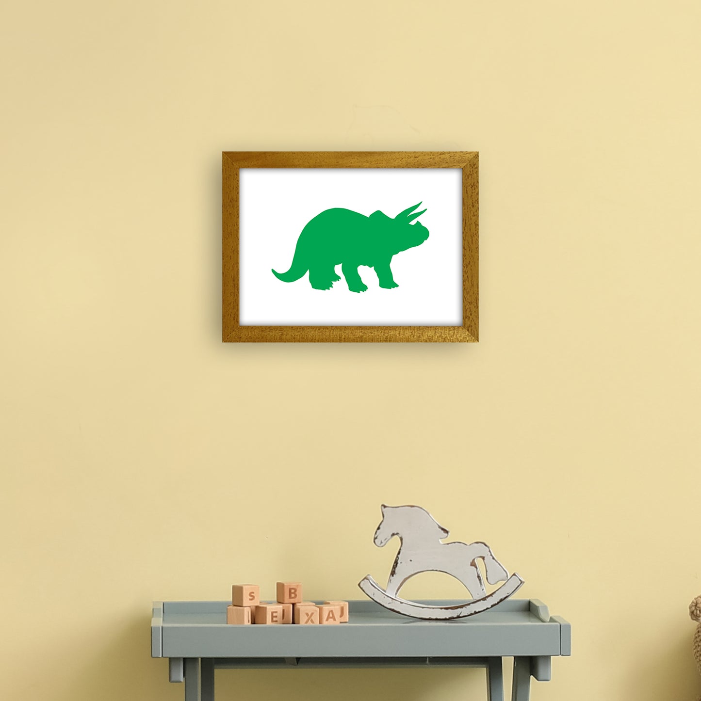 Triceratops Green Art Print by Pixy Paper A4 Print Only