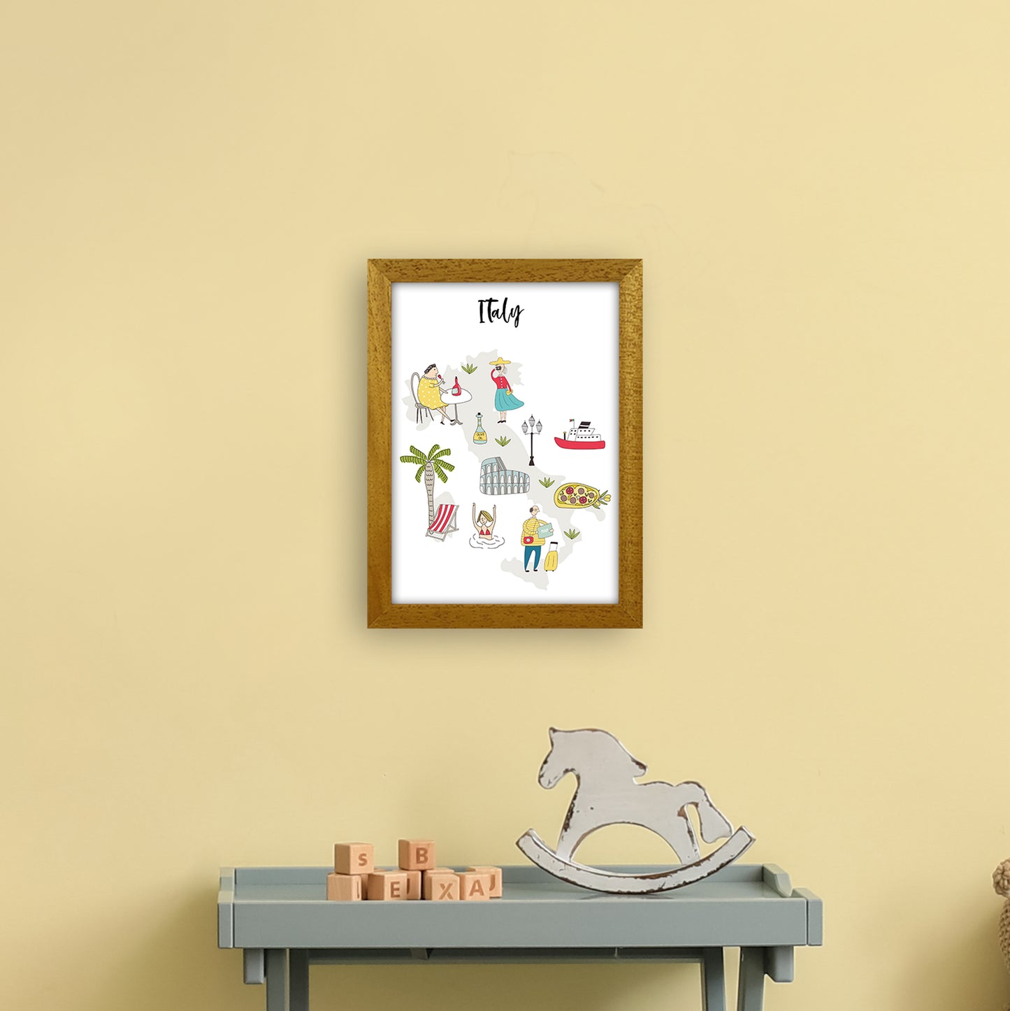 Italy Map Art Print by Pixy Paper A4 Print Only