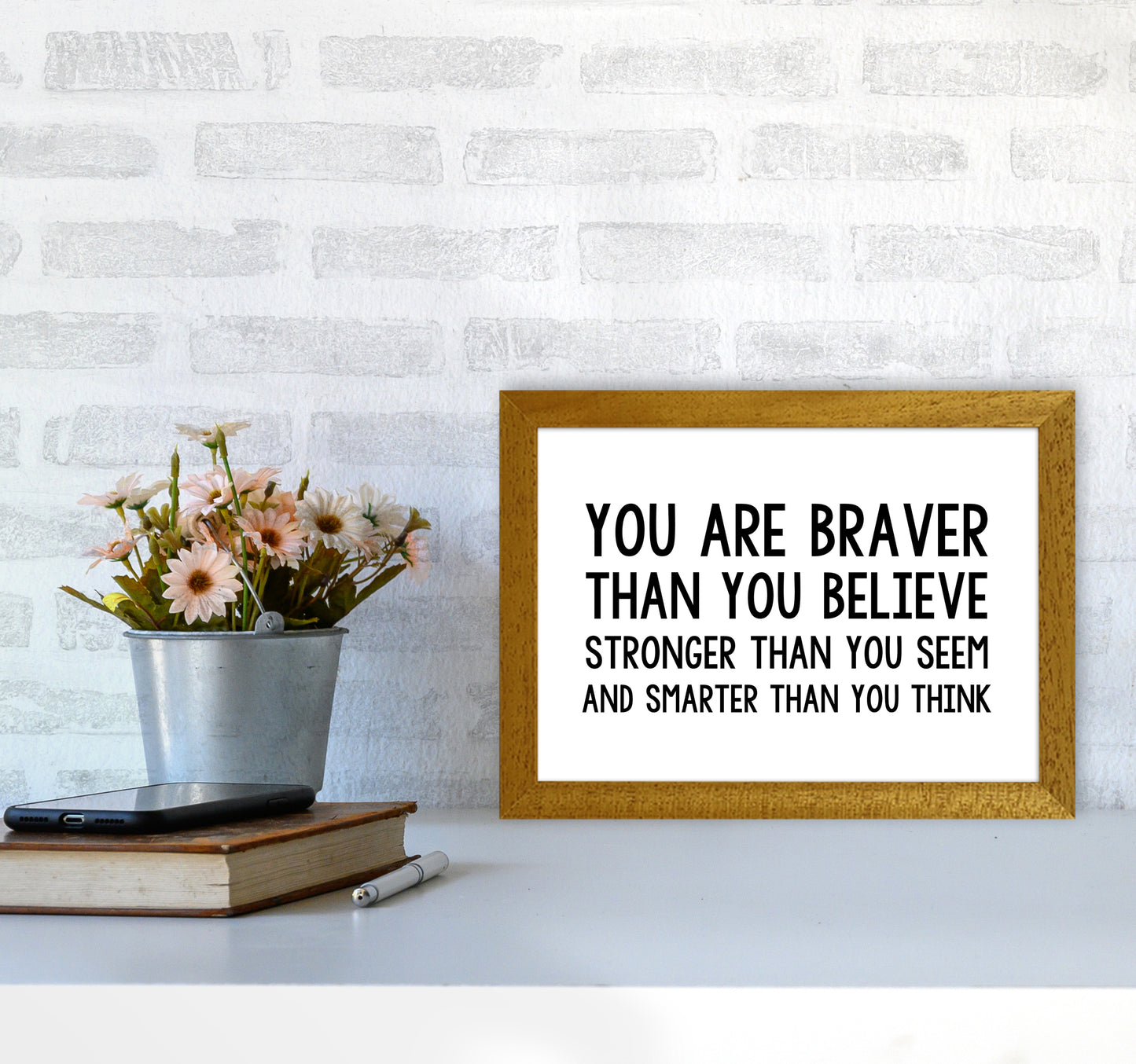 You Are Braver Bold Art Print by Pixy Paper A4 Print Only