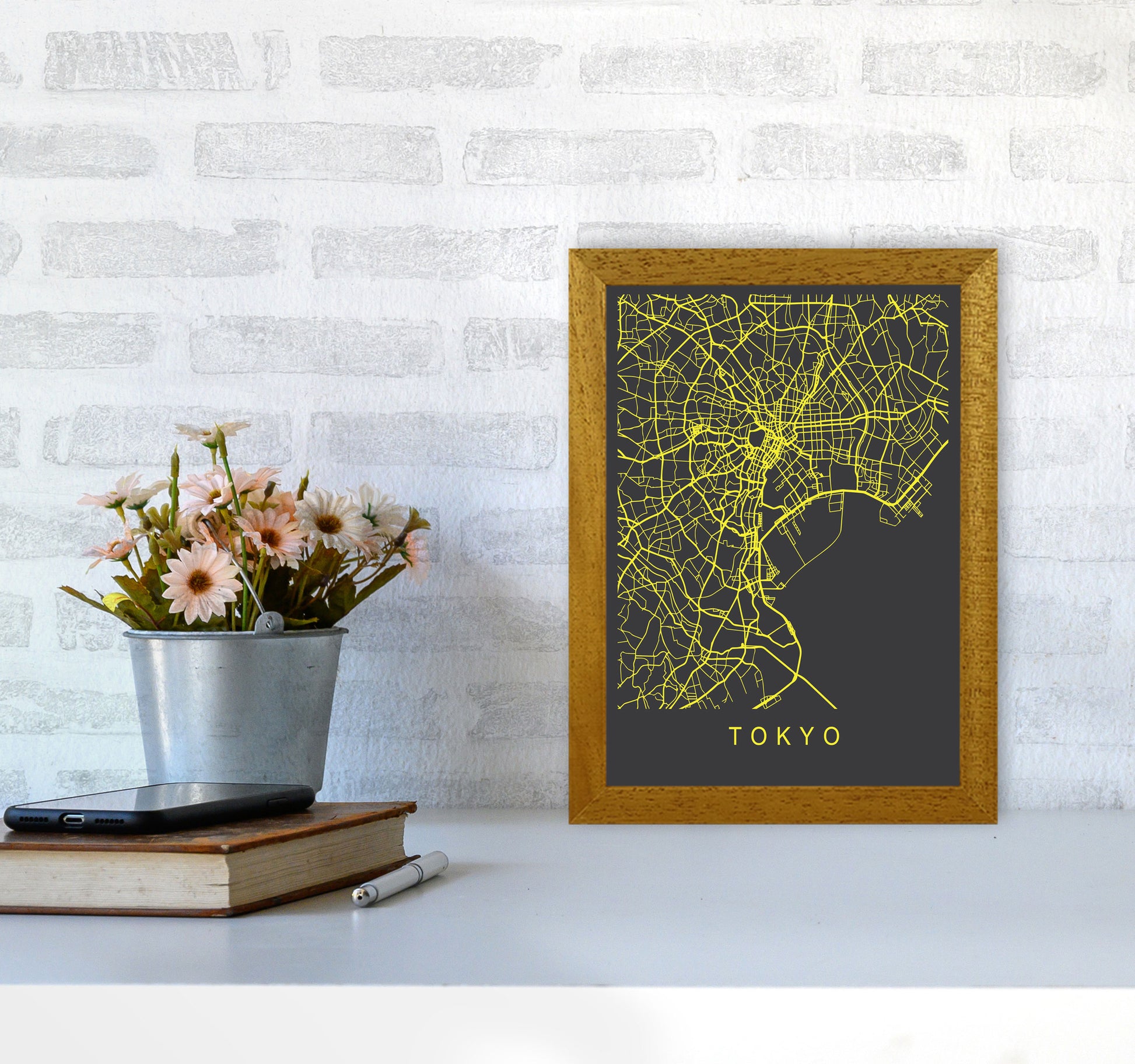 Tokyo Map Neon Art Print by Pixy Paper A4 Print Only