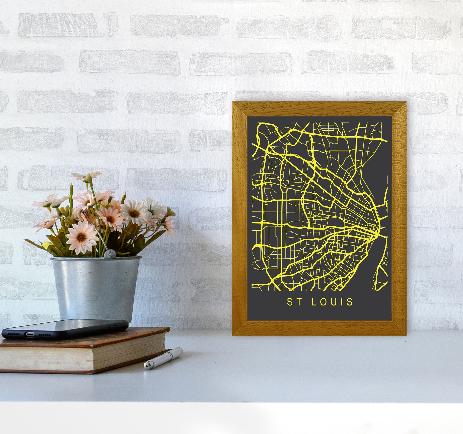 St Louis Map Neon Art Print by Pixy Paper A4 Print Only