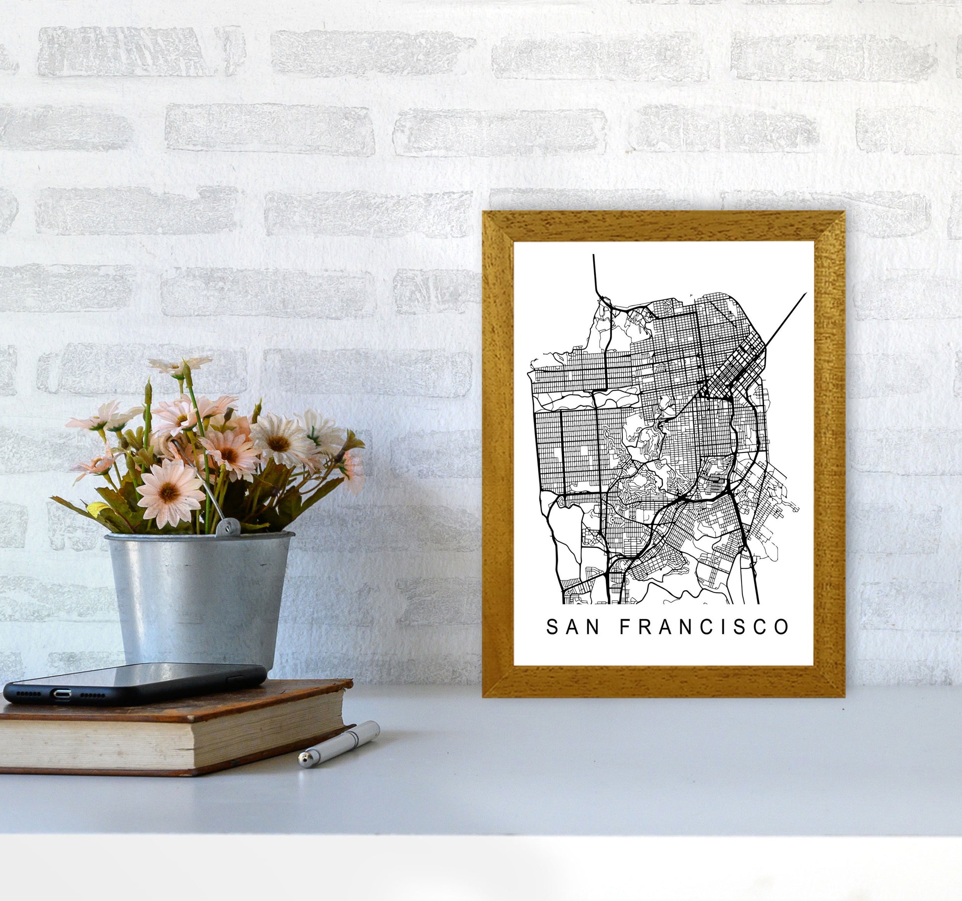 San Francisco Map Art Print by Pixy Paper A4 Print Only