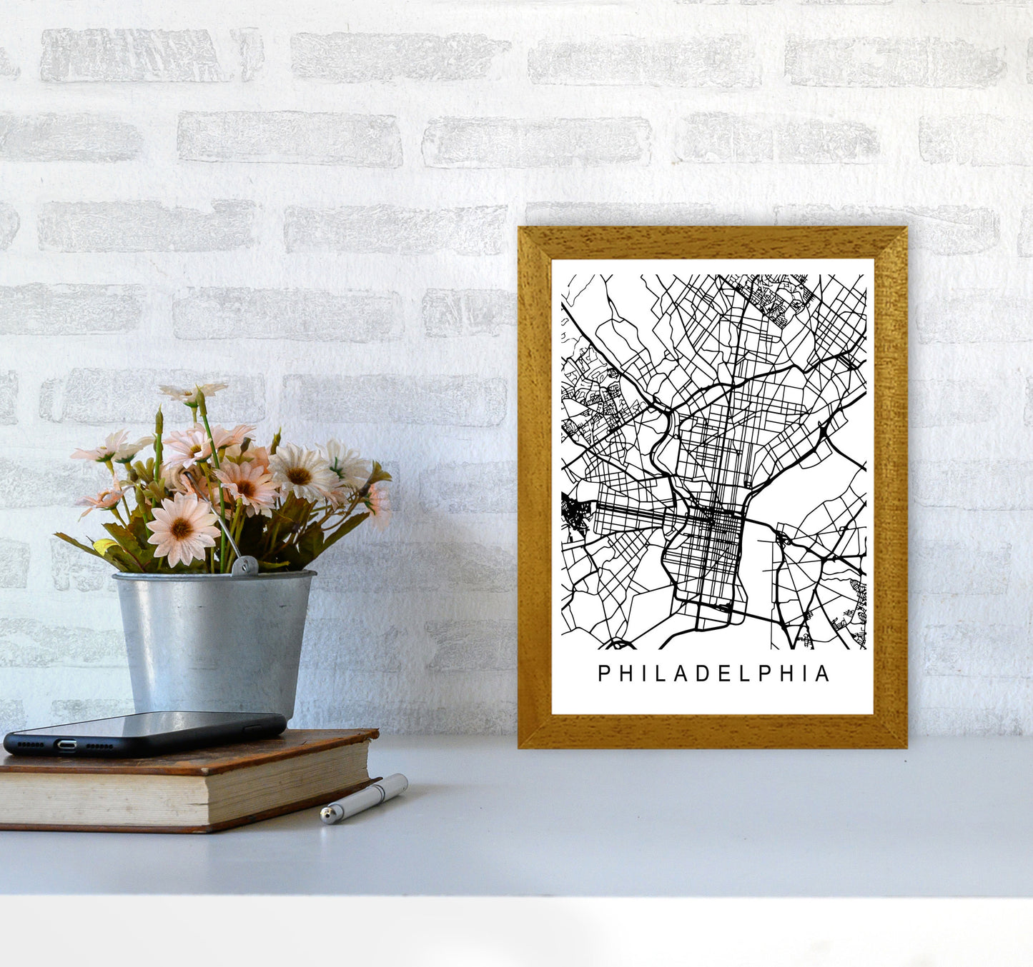 Philadelphia Map Art Print by Pixy Paper A4 Print Only