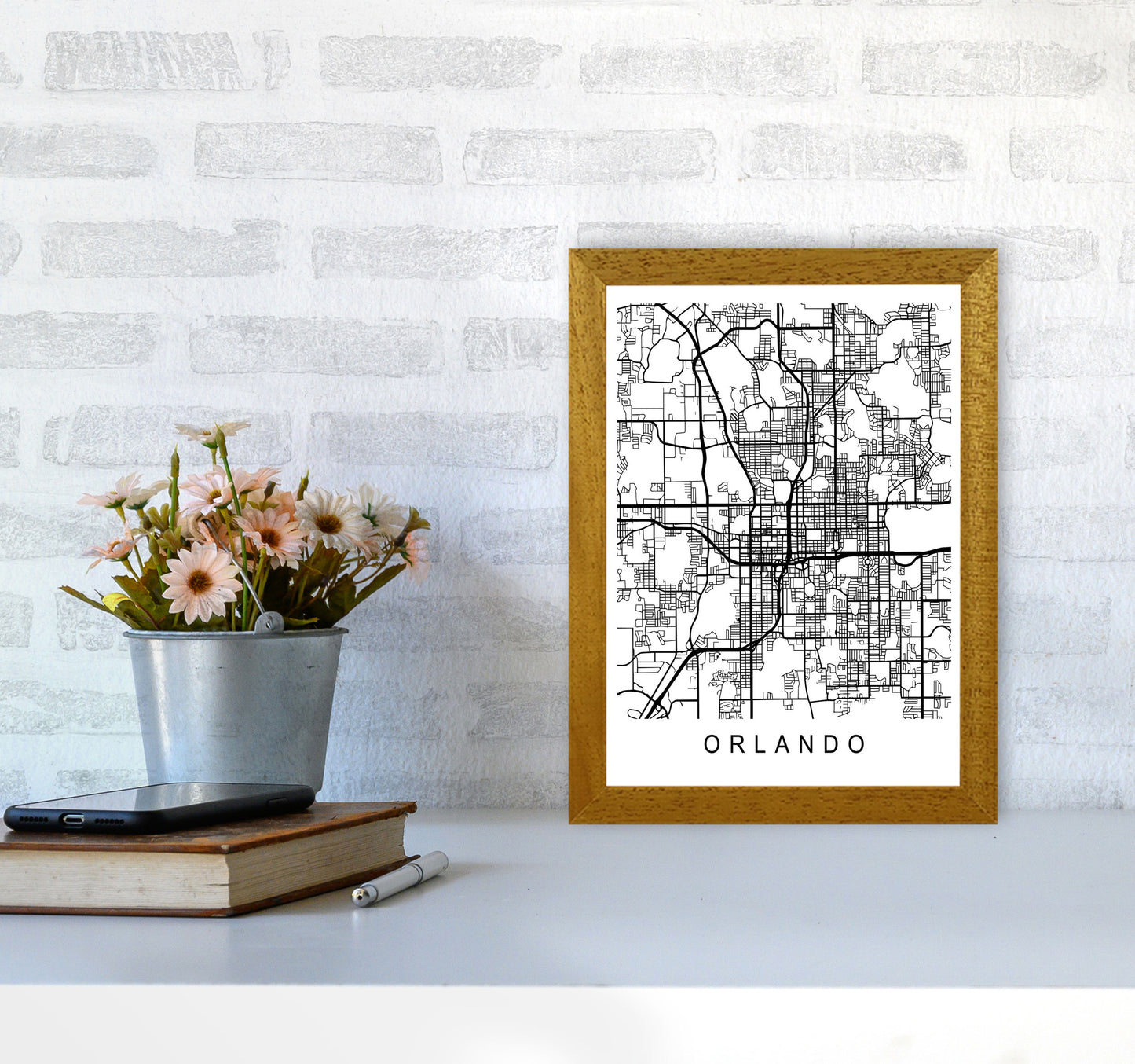 Orlando Map Art Print by Pixy Paper A4 Print Only