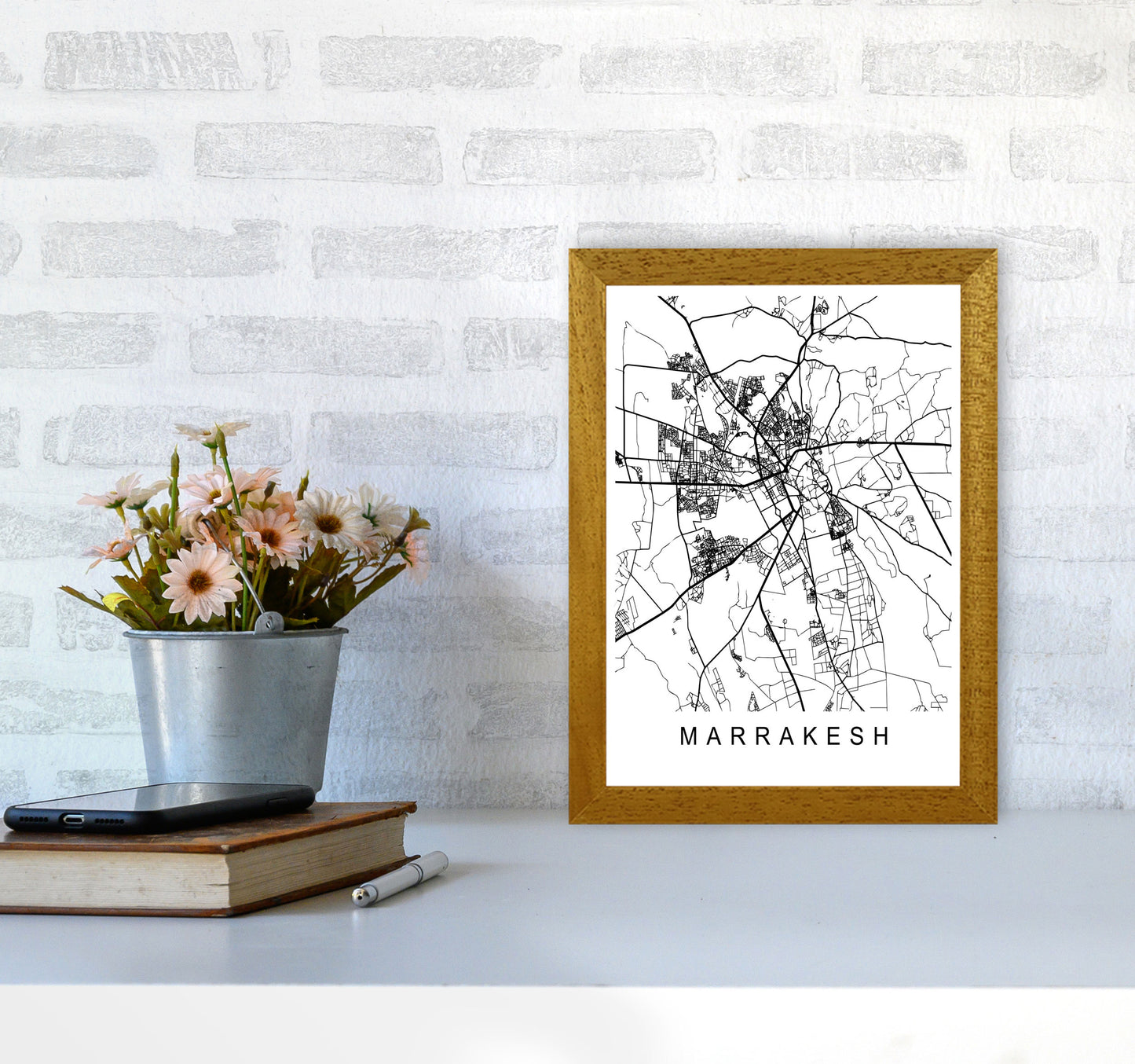 Marrakesh Map Art Print by Pixy Paper A4 Print Only