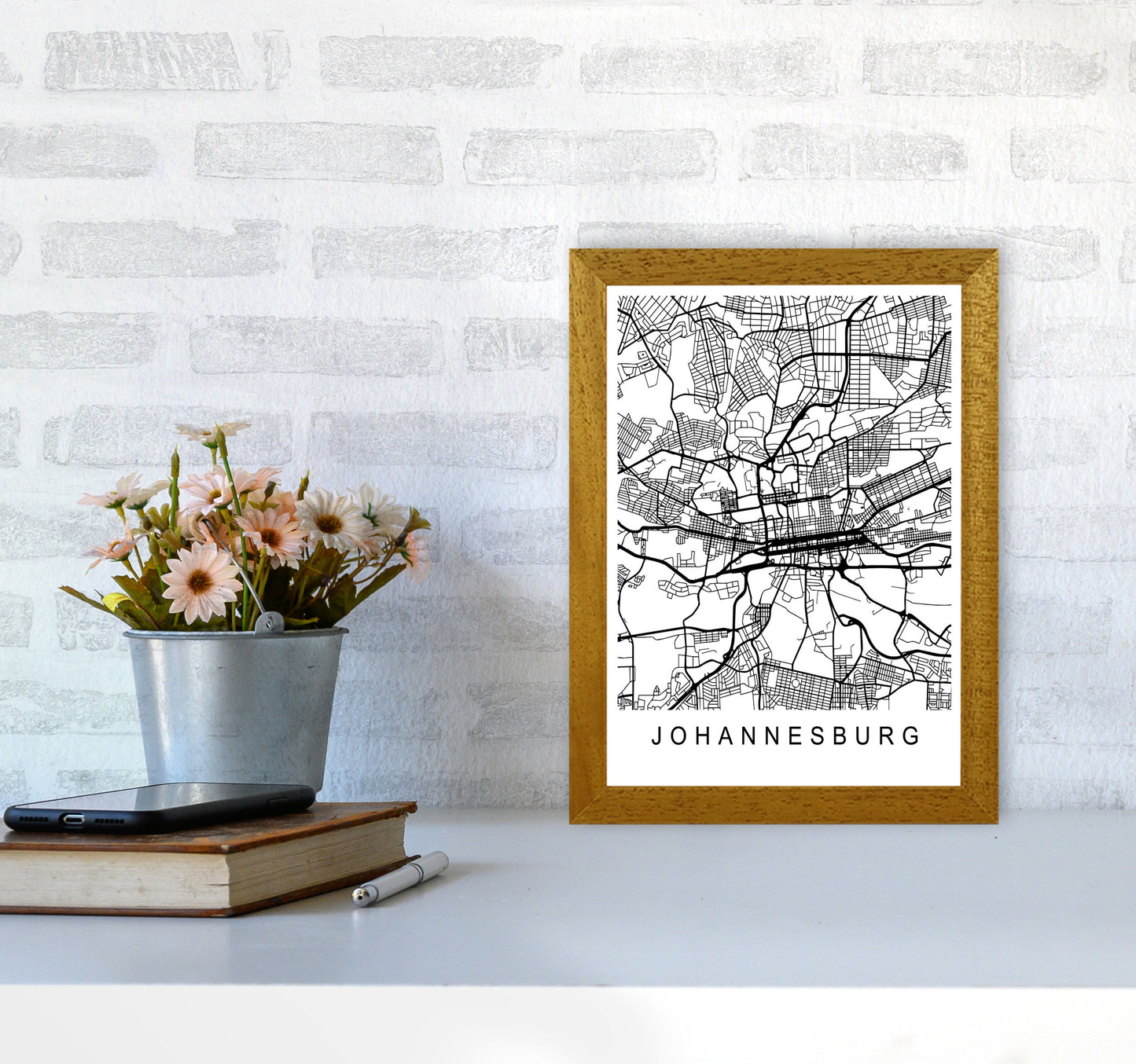Johannesburg Map Art Print by Pixy Paper A4 Print Only