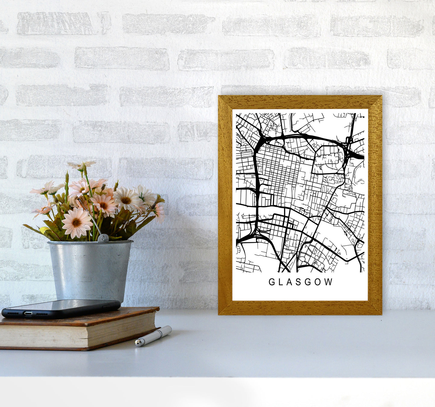 Glasgow Map Art Print by Pixy Paper A4 Print Only