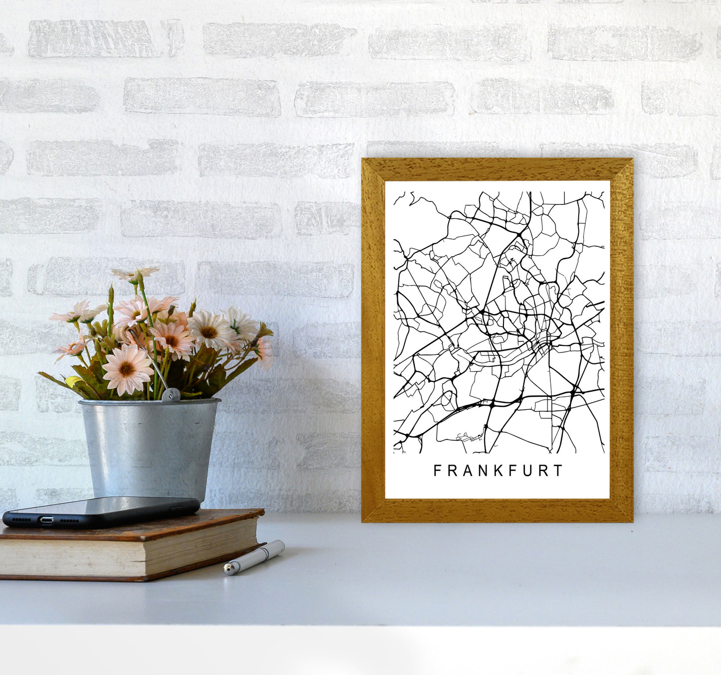 Frankfurt Map Art Print by Pixy Paper A4 Print Only